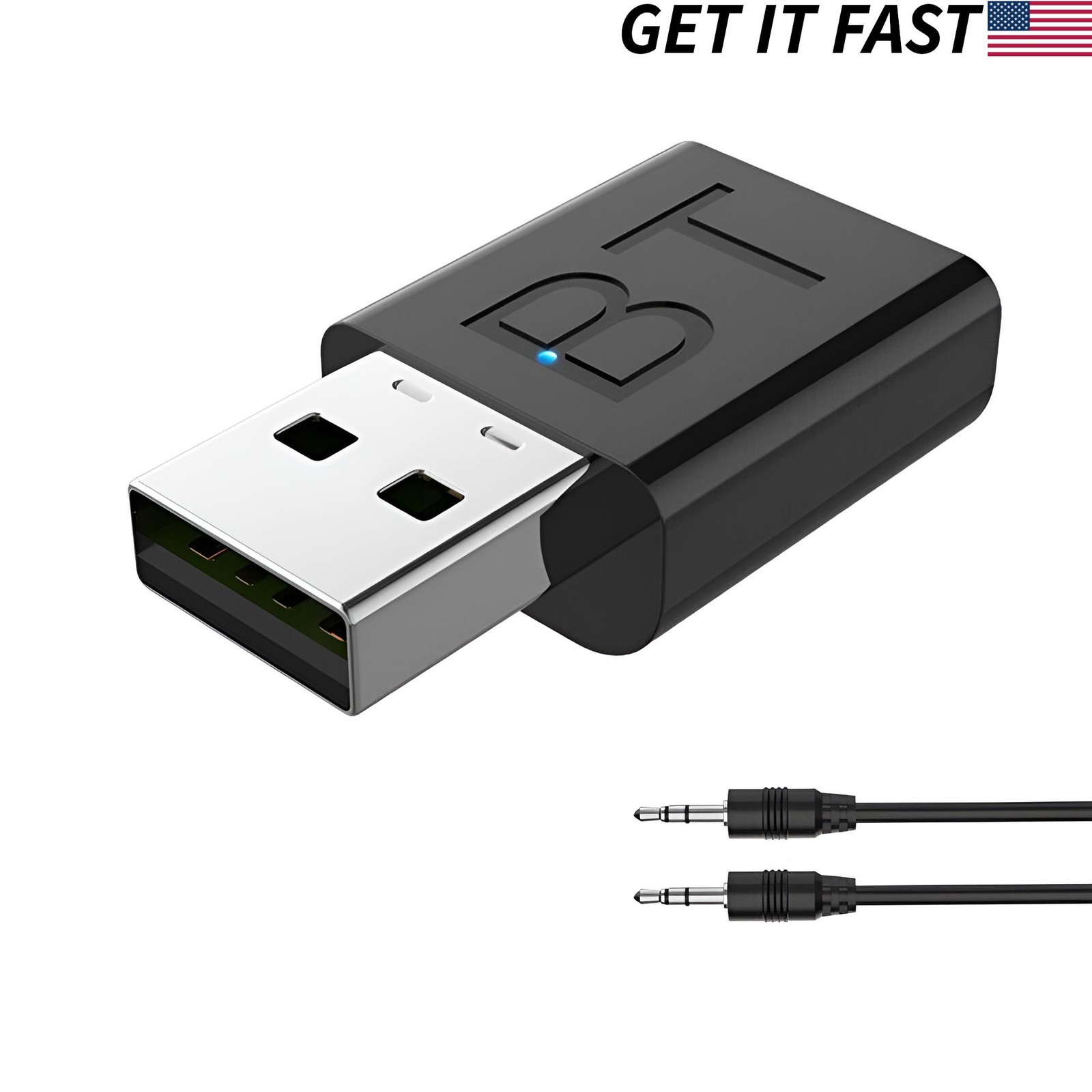 USB Bluetooth 5.0 Audio Receiver to 3.5mm AUX Adapter for PC Car Speaker TV