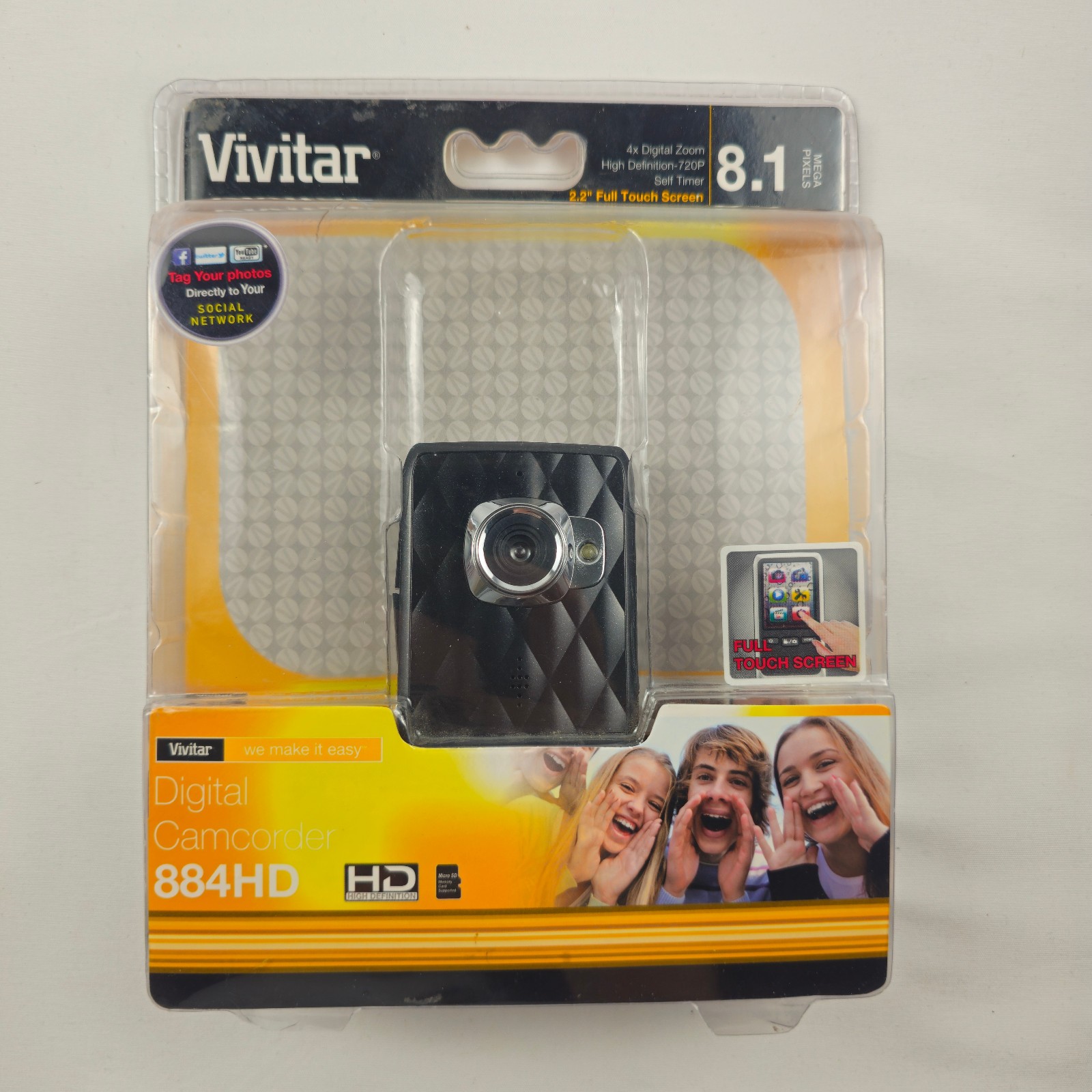 Vivitar 884HD Digital Camcorder 8.1MP HD 720P 2.2" Touchscreen 4x Zoom 3264x2448