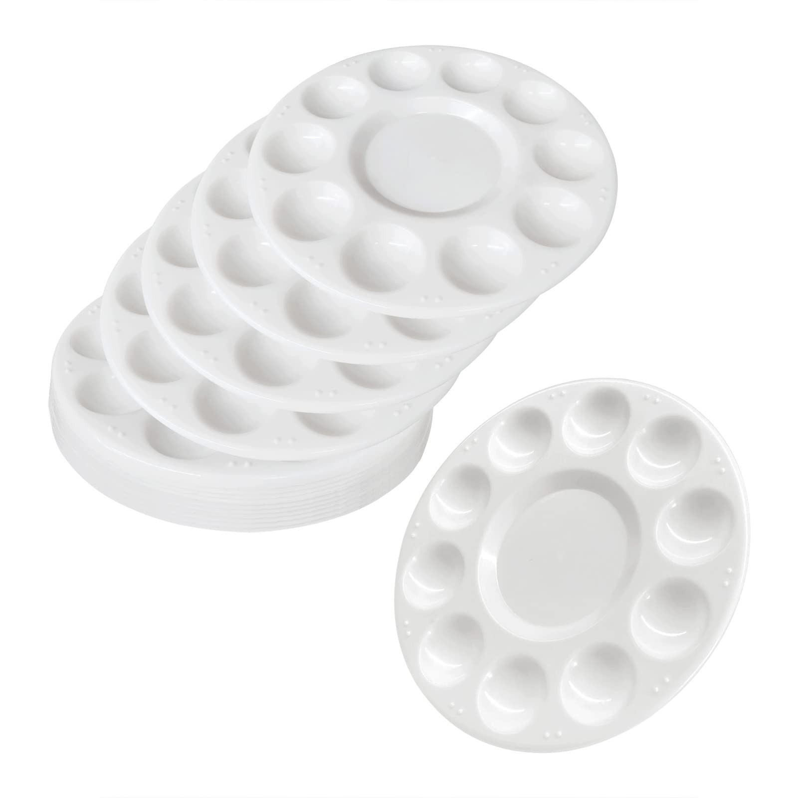 15 Pack Paint Tray Palettes for Kids, Plastic White Palettes for Students, Pa...