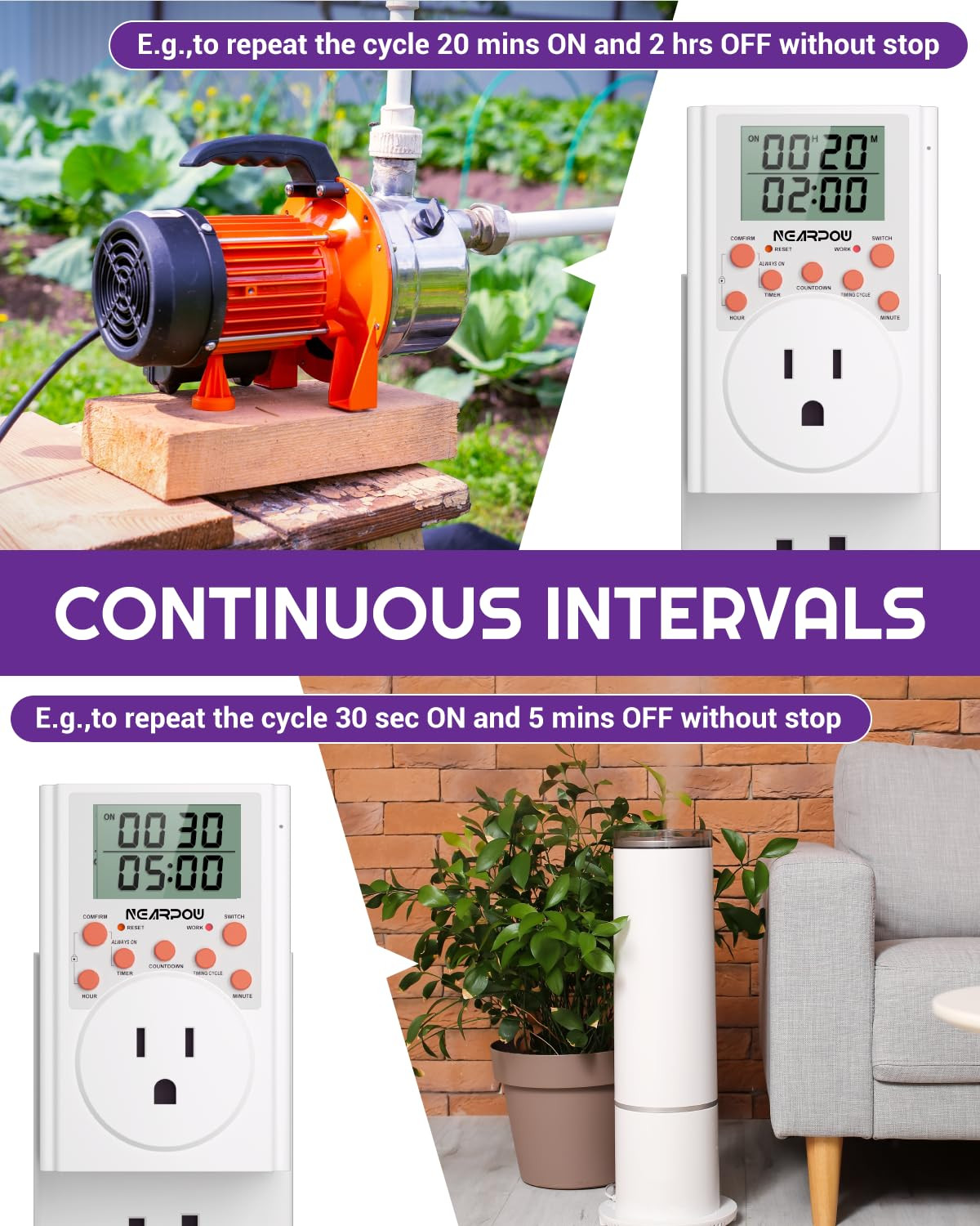 Timer Outlet, Multifunctional Infinite Cycle Programmable Plug-In Digital Timer