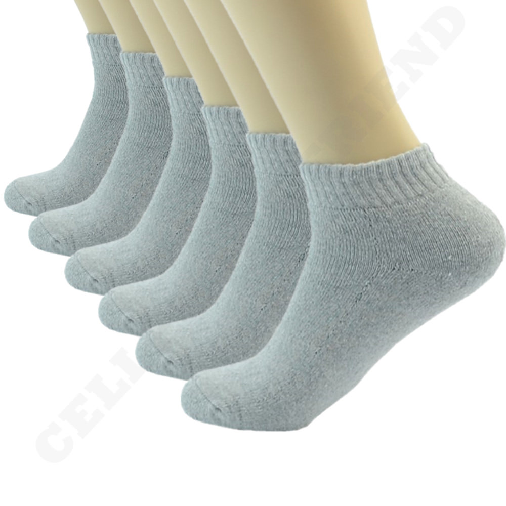 Gray 3-12 Pairs Mens Ankle Quarter Crew Sports Socks Cotton Low Cut Size 9-13