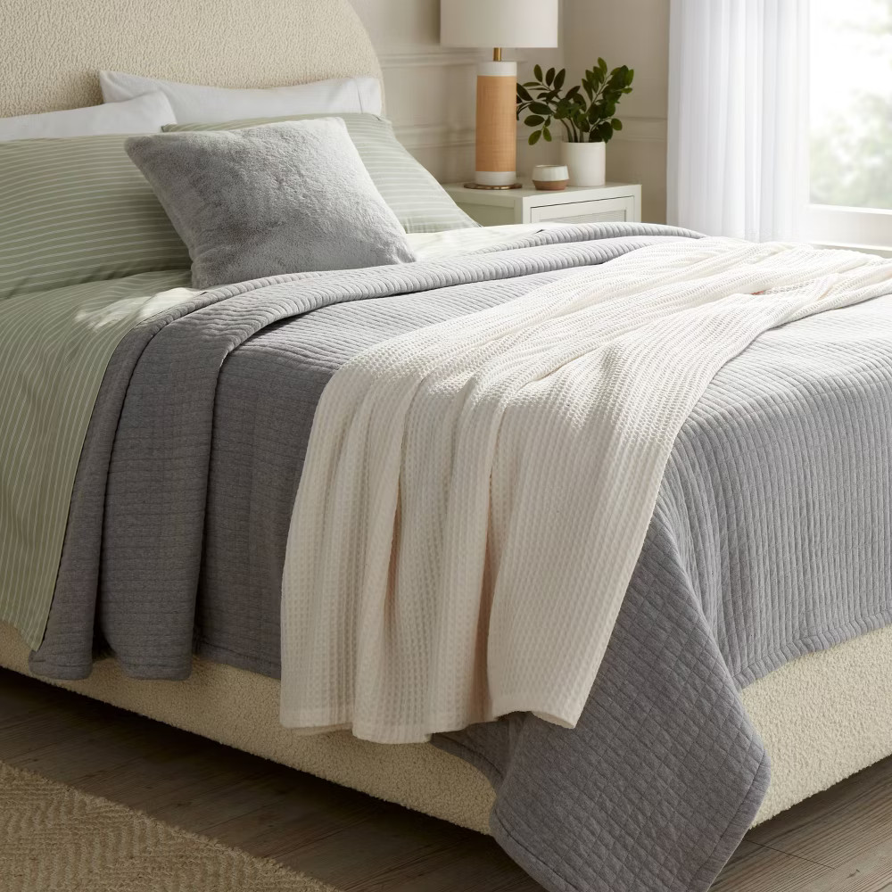 Full/Queen TENCEL Lyocell Waffle Bed Blanket Ivory - Threshold