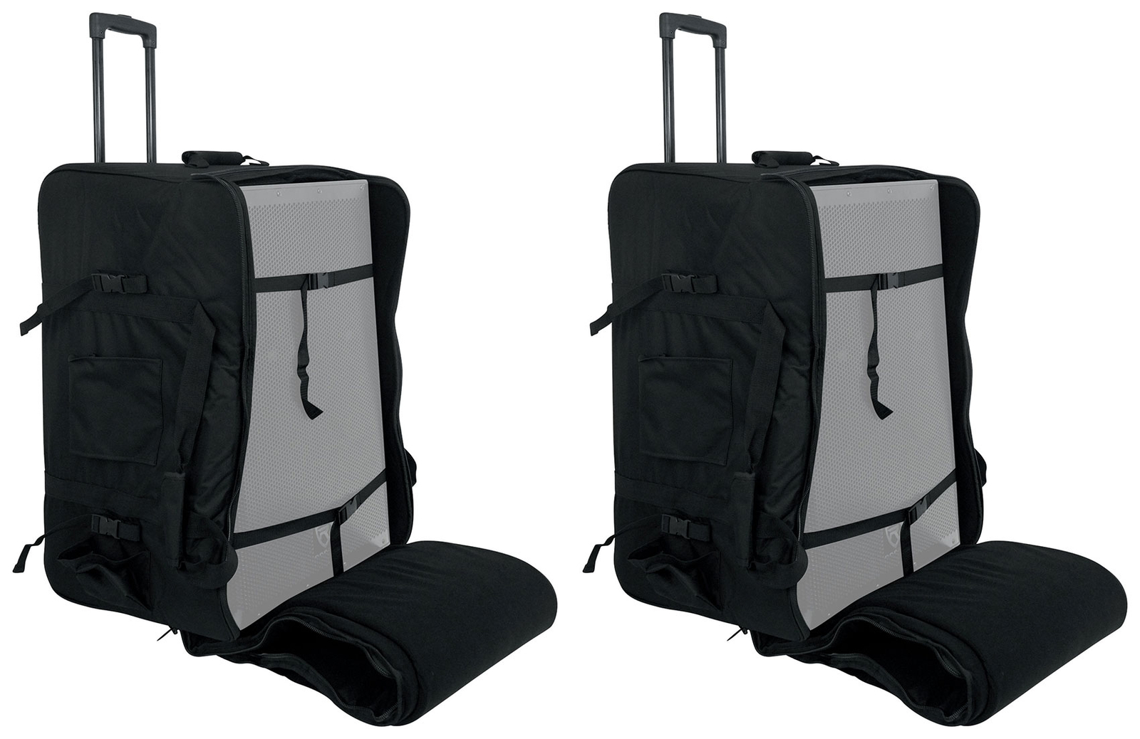 2) Rockville SB15 v2 Rolling Travel Bags+Wheels 4 Most 15" DJ PA Speakers+Stands