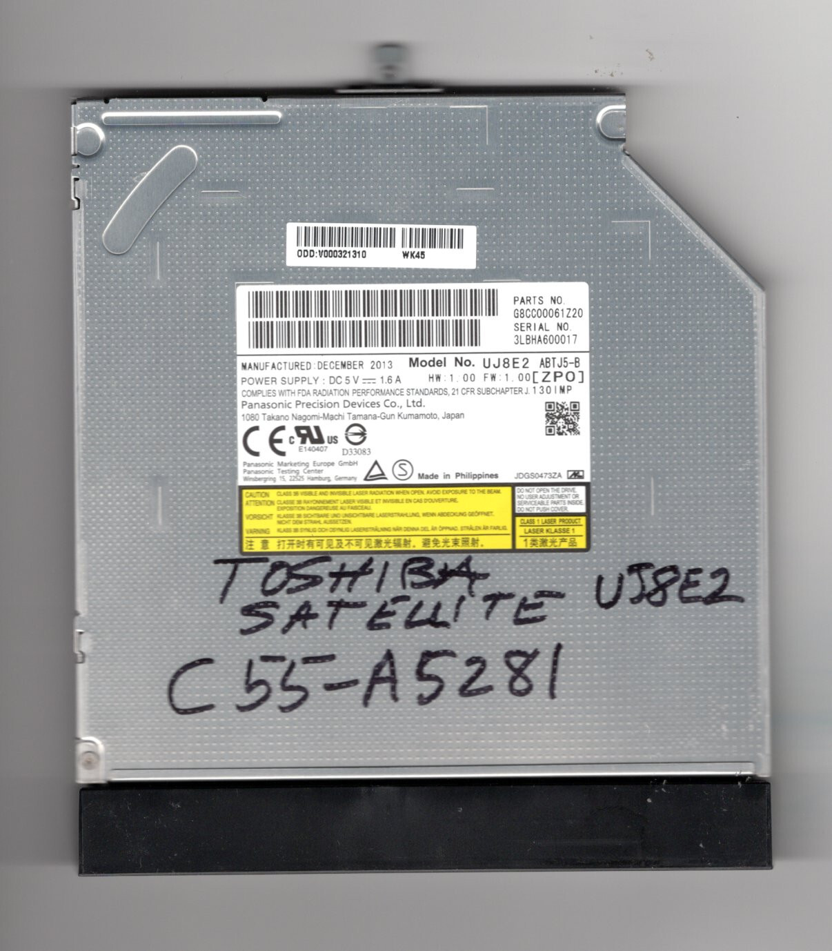 Toshiba Satellite C55-A5281 DVD-RW Black Model UJ-8E2