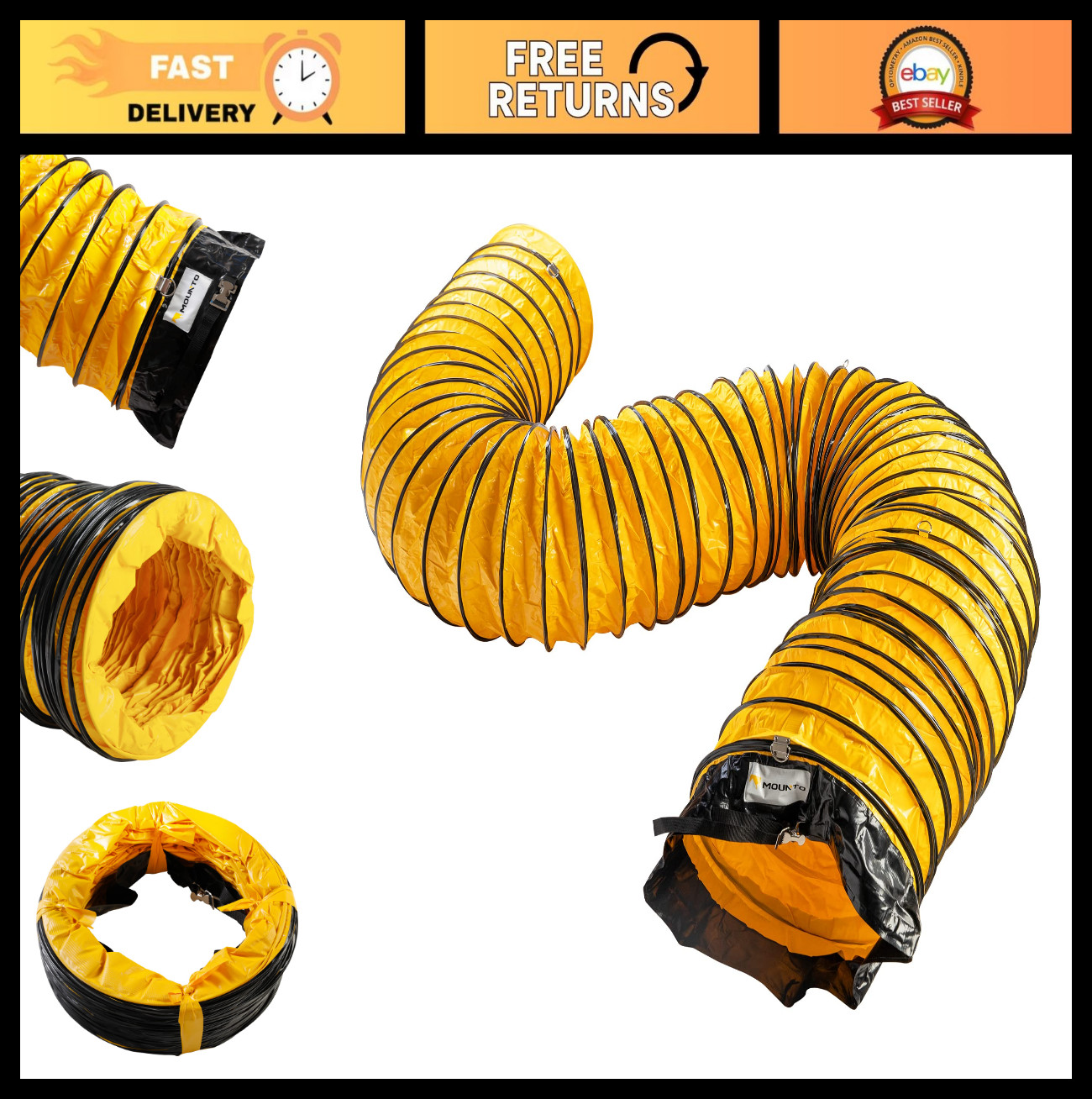 25FT Flexible PVC Duct Hose for Exhaust Fan - 12" Diameter, Ventilation Solution