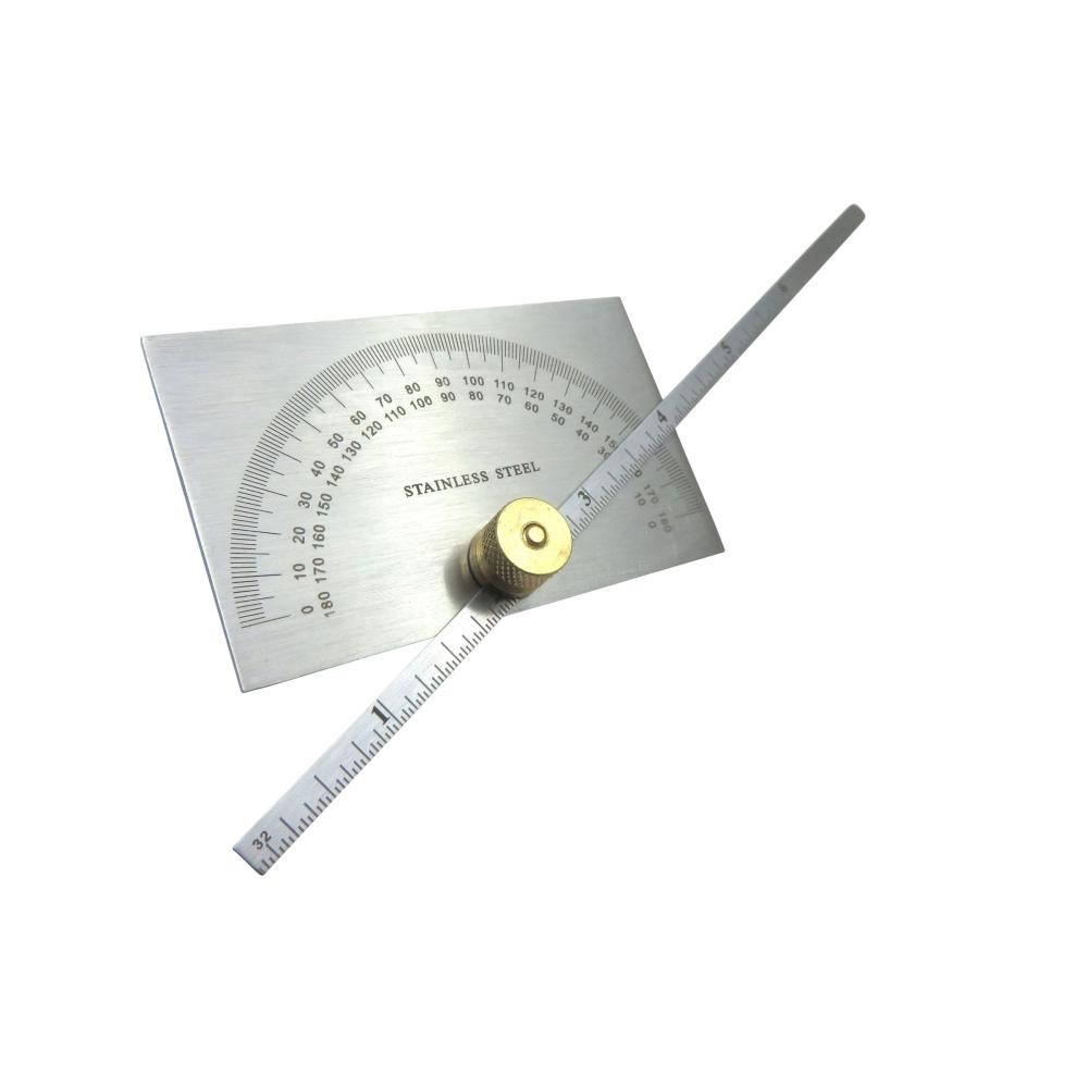 Taytools 6" Rectangular Head Depth Gauge Protractor Stainless Steel Brass Knob