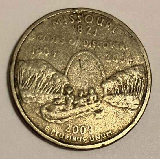 2003-P Missouri State Quarter (Error)(Missing Clad Layer)(Obverse & Reverse)