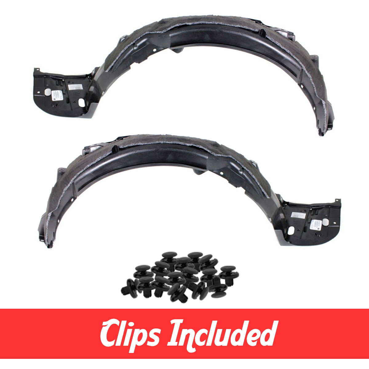 Left & Right Side Fender Liner Set w/ Clips For 2016-2017 Honda Accord Sedan