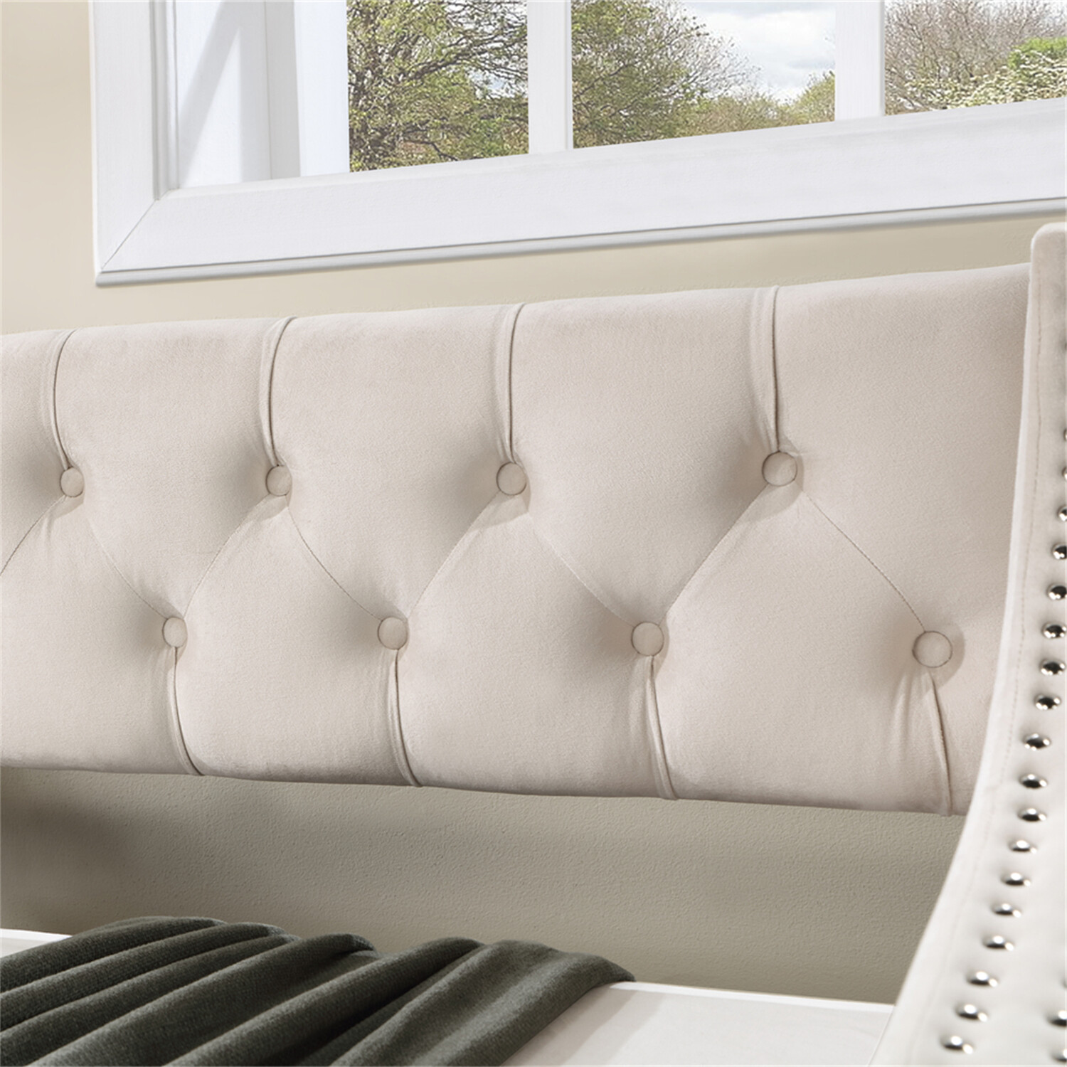 Twin/Full Size Daybed Upholstered Bed Frame Sofa Bed with Trundle Bed Beige/Grey