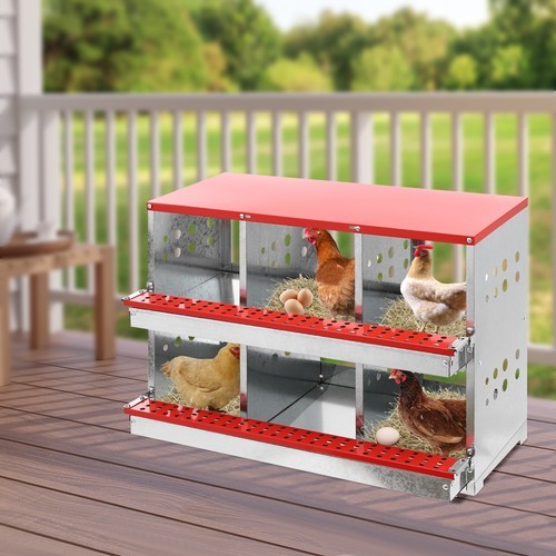 2-Layers 6-Compartments Chicken Nesting Case Chicken Coop Box Nesting Box 50kg
