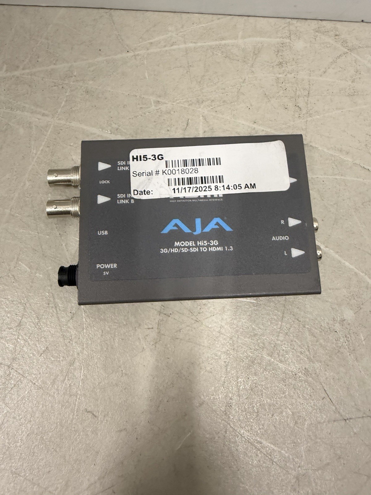 AJA Video Hi5 3g HD-SDI/SDI to HDMI Video and Audio Converter