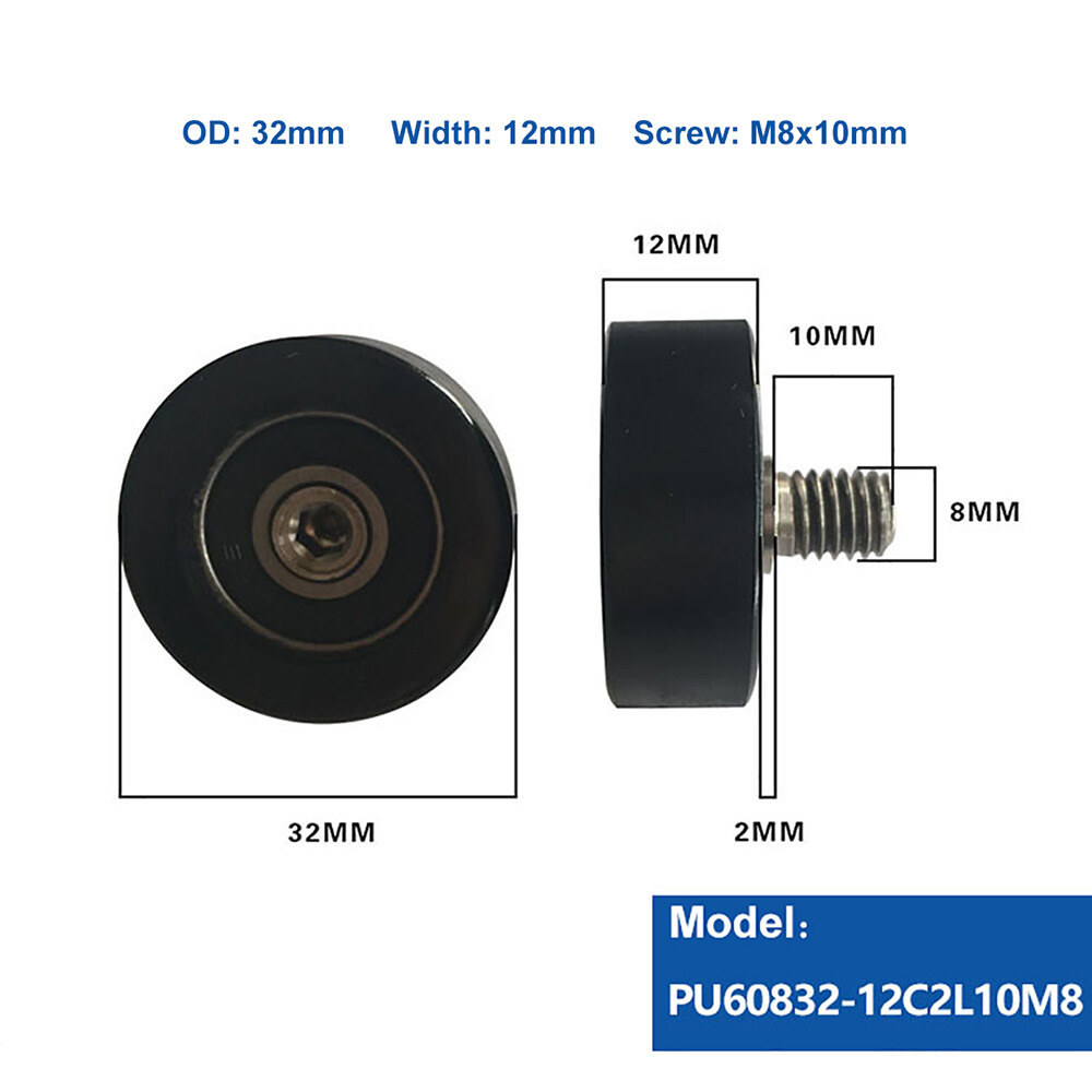 M8 Male Threaded Screw Bearing Guide Wheel Flat Roller PU Polyurethane Pulley