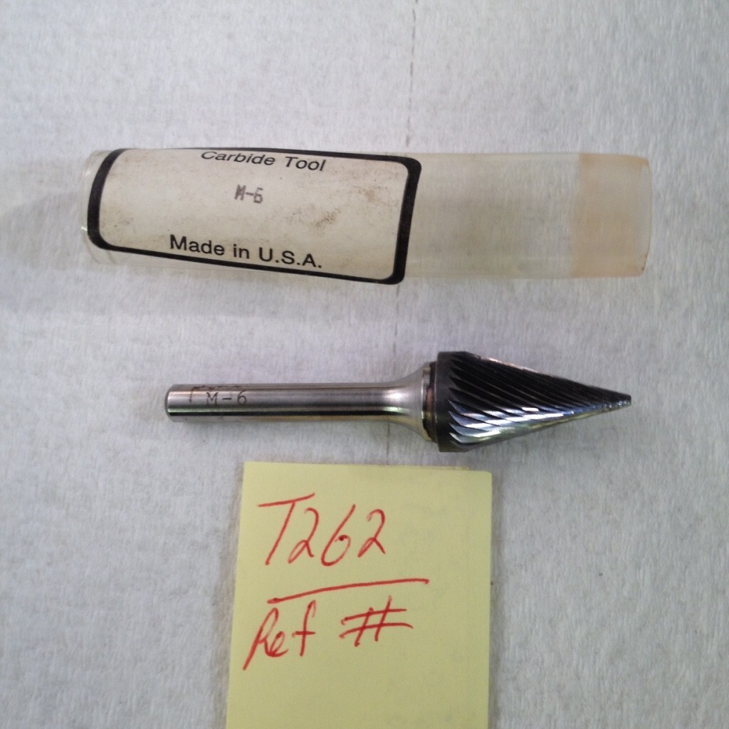 1 NEW FALCON / SGS 1/4" SHANK CARBIDE BURR. SM-6 SINGLE CUT CONE USA MADE -T262-