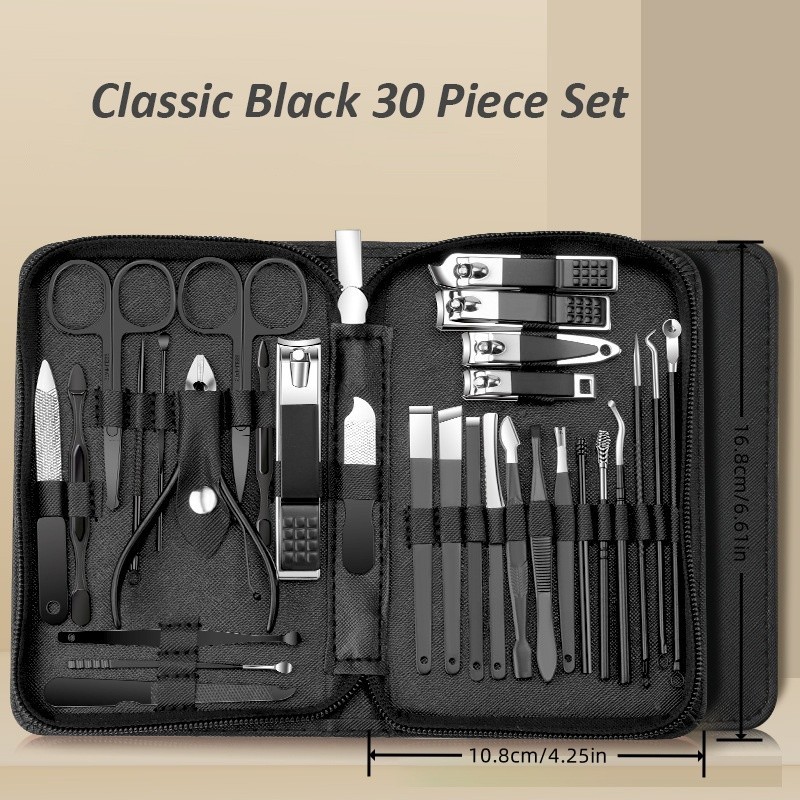 30 Pcs Manicure Set Stainless Steel Professional Nail and Toe Nail Clipper Set