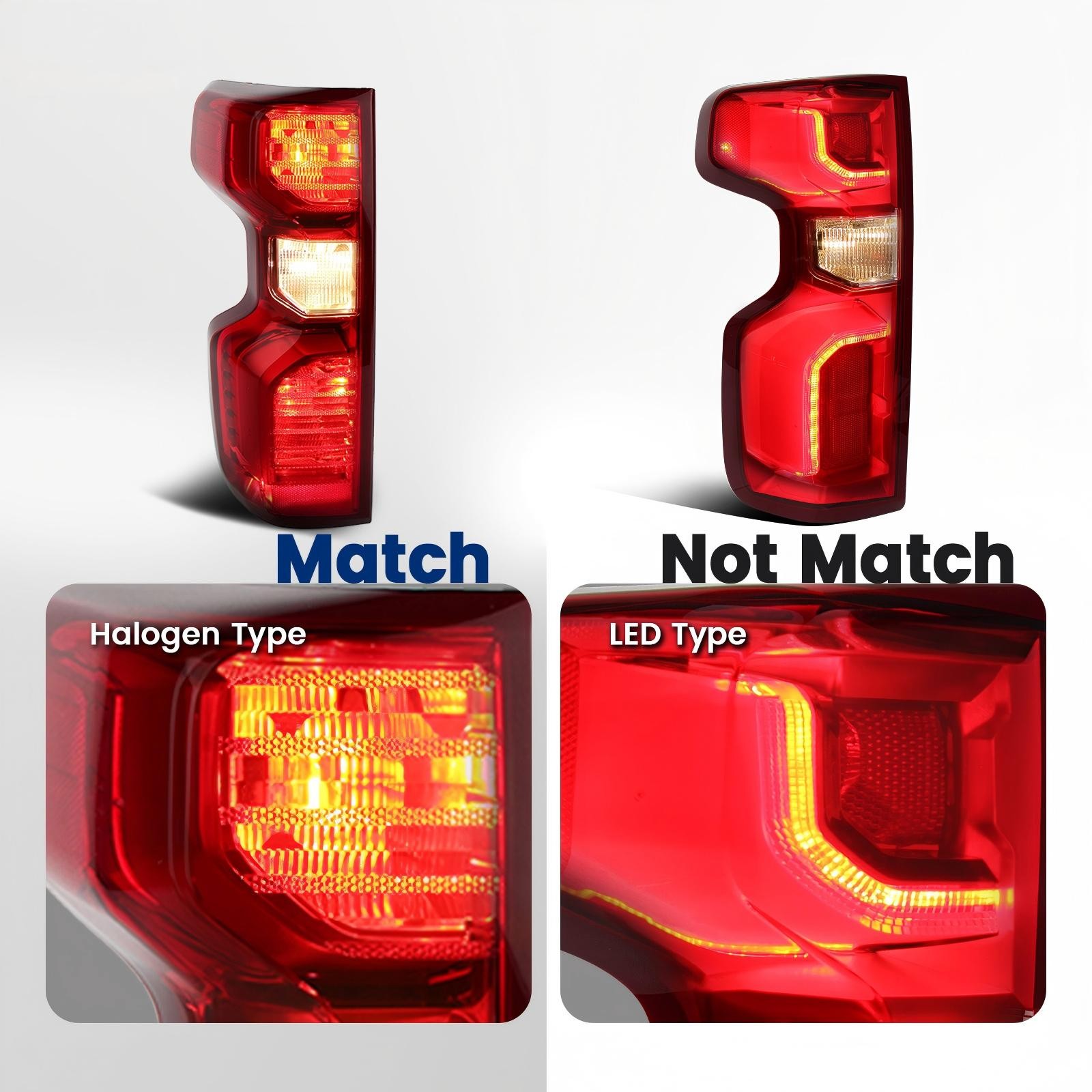 For 2019-2026 Chevy Silverado 1500 Halogen Tail Light Left Driver Side W/ Bulb
