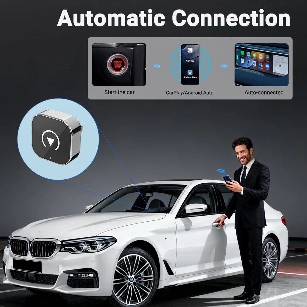 Wireless CarPlay Android Auto Adapter AI Smart Box for VW Toyota Ford