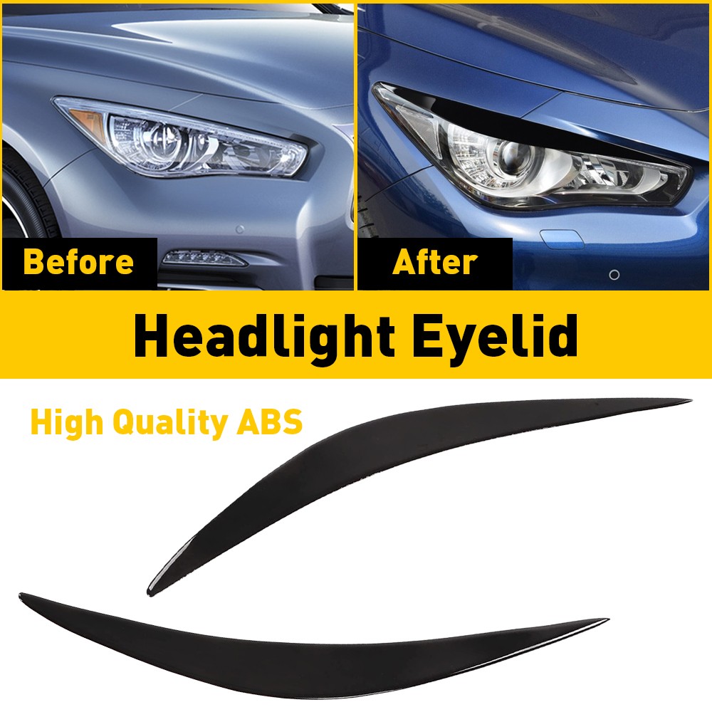 Headlight Eyebrows Eyelid Eye Brow Fit Lid Black Infiniti Gloss Q50 2014-2021 US
