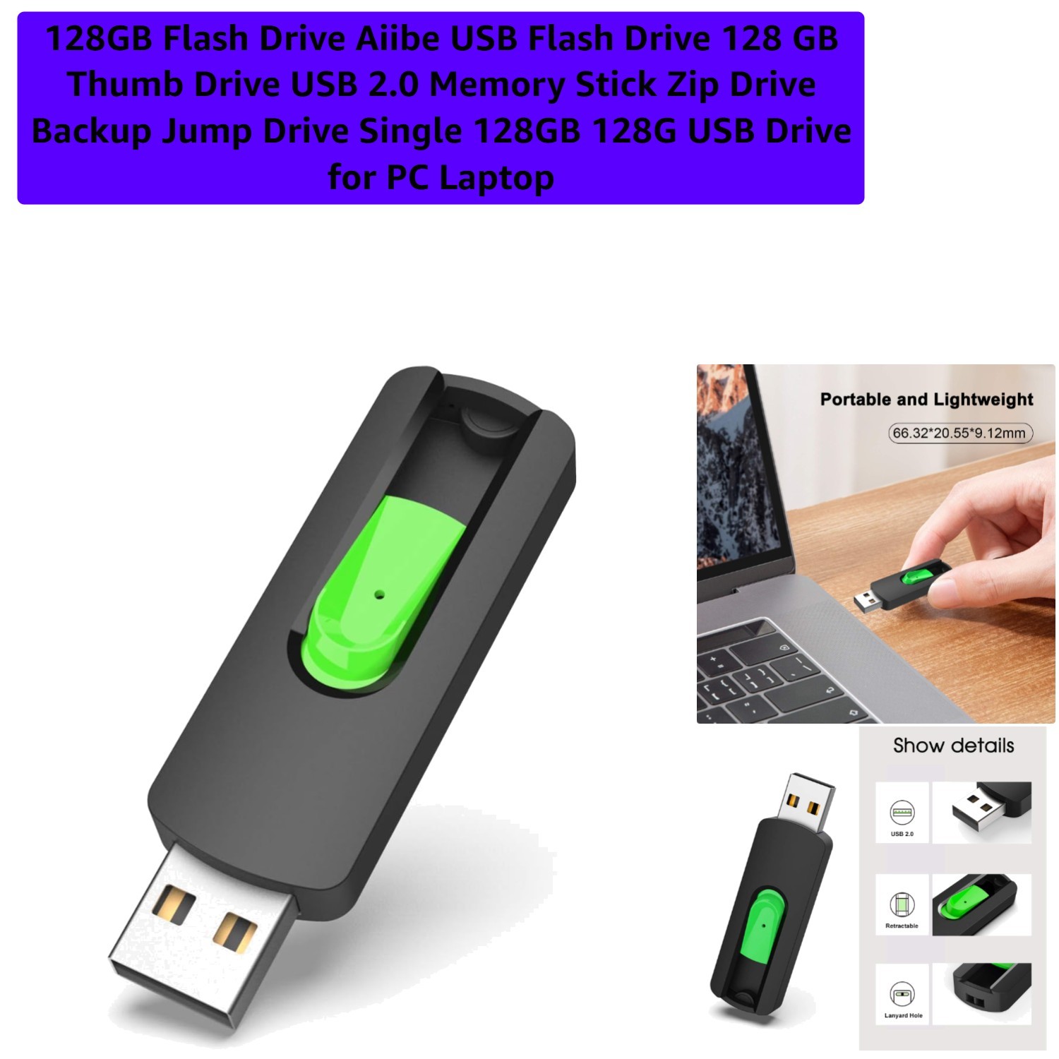 128GB Flash Drive USB Flash Drive 128 GB Thumb Drive USB 2.0 Memory Stick Zip...