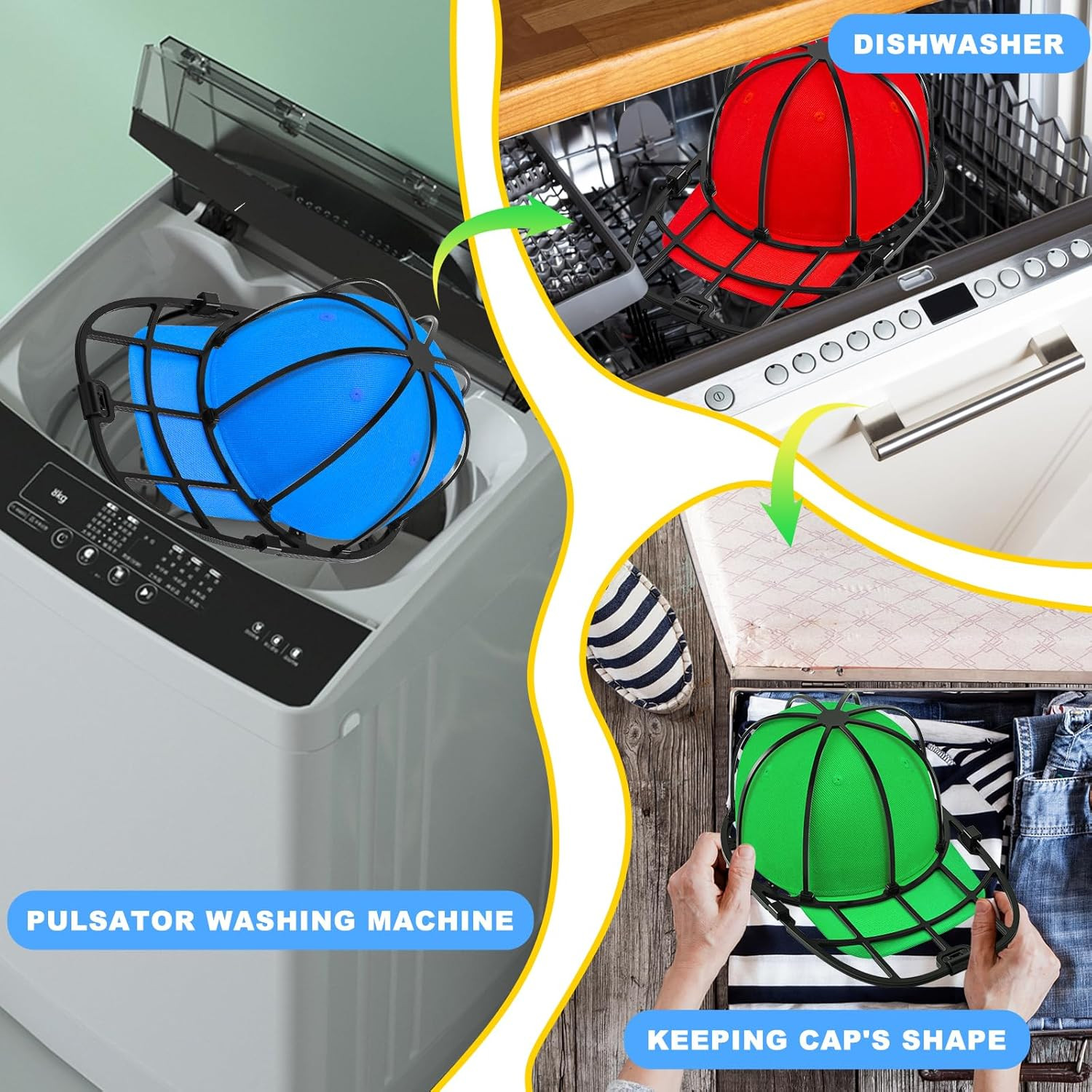 Eiito Hat Washer for Washing Machine - Cleaner for Baseball Caps, Say Goodbye to