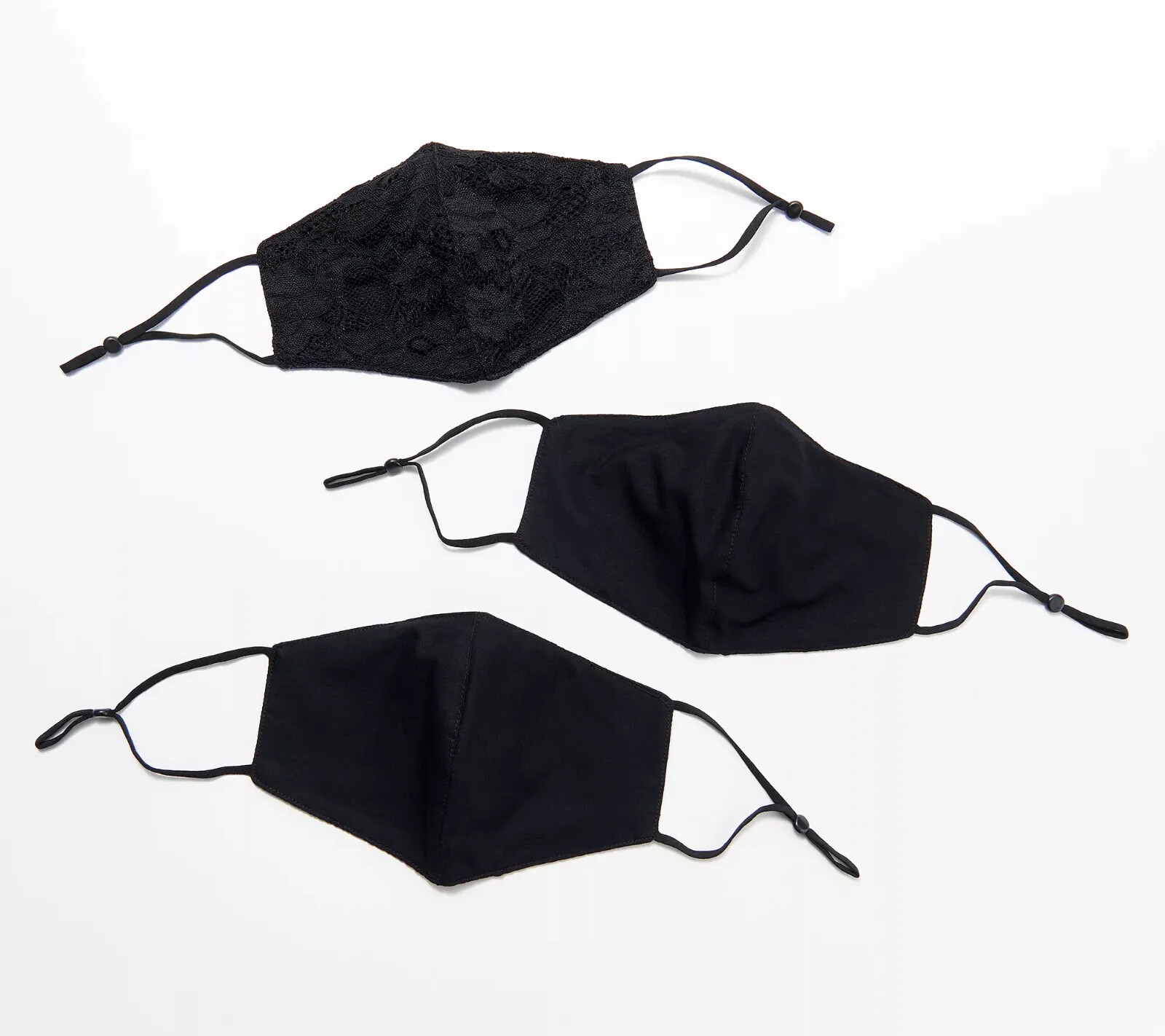 Breezies Lace Face Coverings with UltimAir Set of 3 Face Mask Black One Size