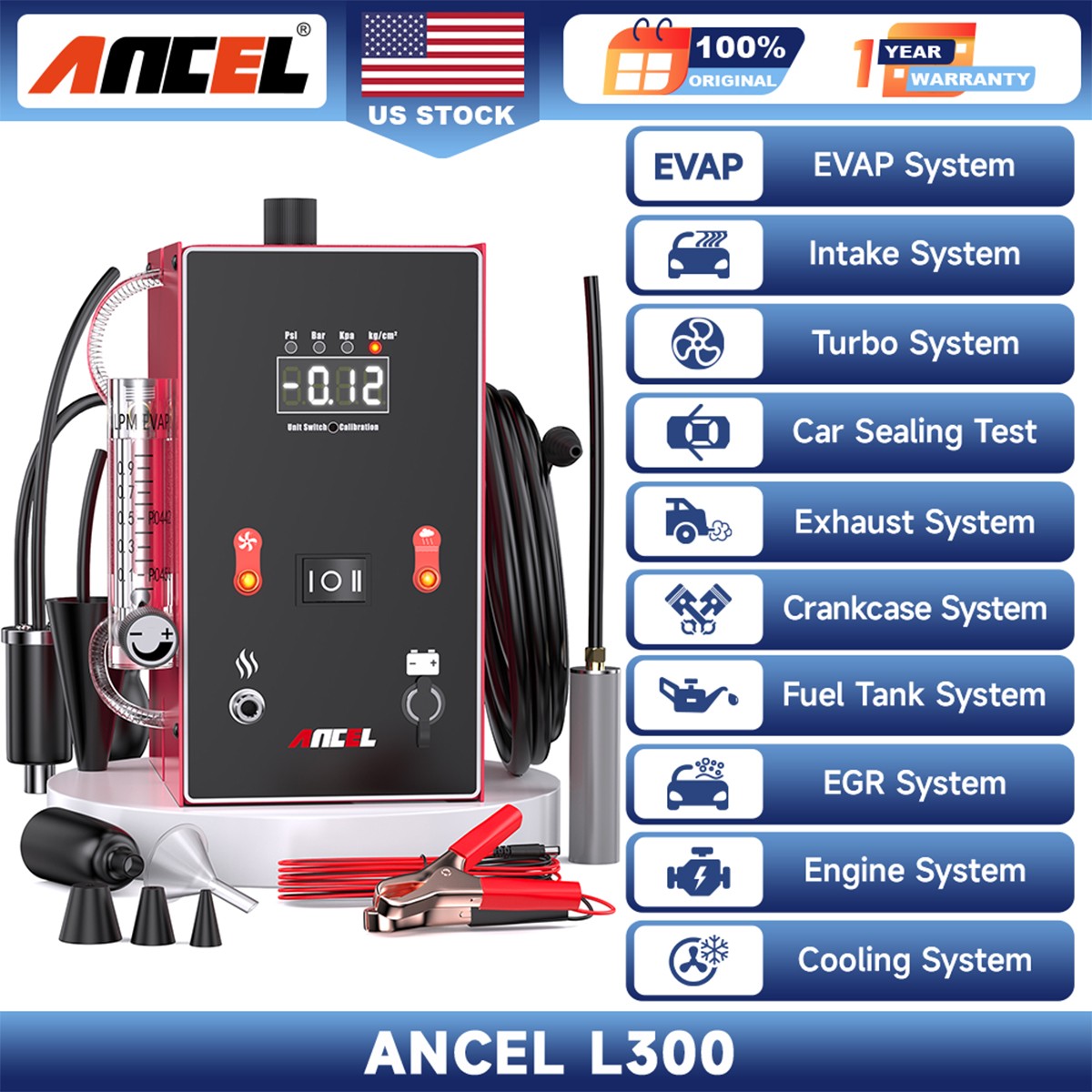ANCEL L300 Digital Display EVAP Smoke Machine Test Pipe Leak Detector Diagnostic