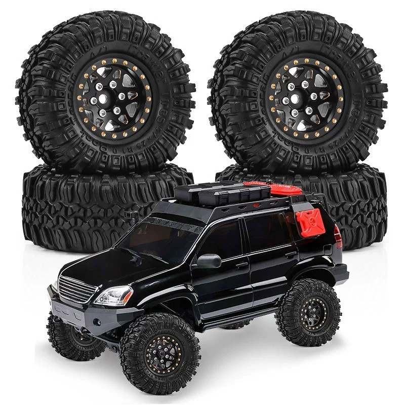 4PCS 1.0" Brass Rubber Beadlock Wheels Tires for 1/18 TRX4M SCX24 FMS Ascent-18