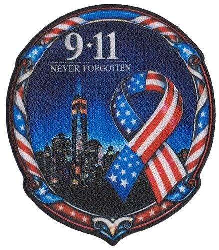 9-11 Ribbon Sublimation NEW Fire Patch Never Forgotten .