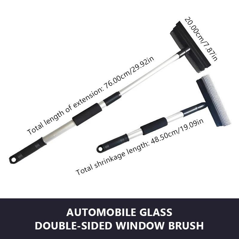 SEAMETAL Car Window Cleaning Brush Mirror Glass Squeegee Wiper 2 in 1 Retractabl