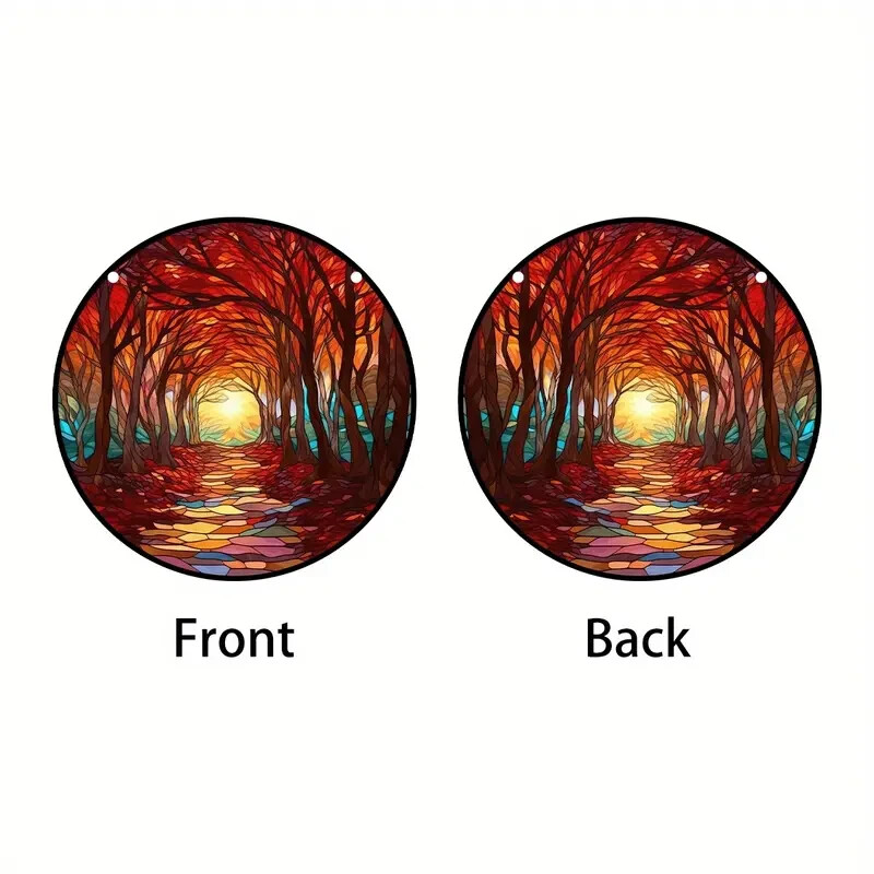 Autumn Trail Suncatcher Double Sided Round Dyed Acrylic Decor