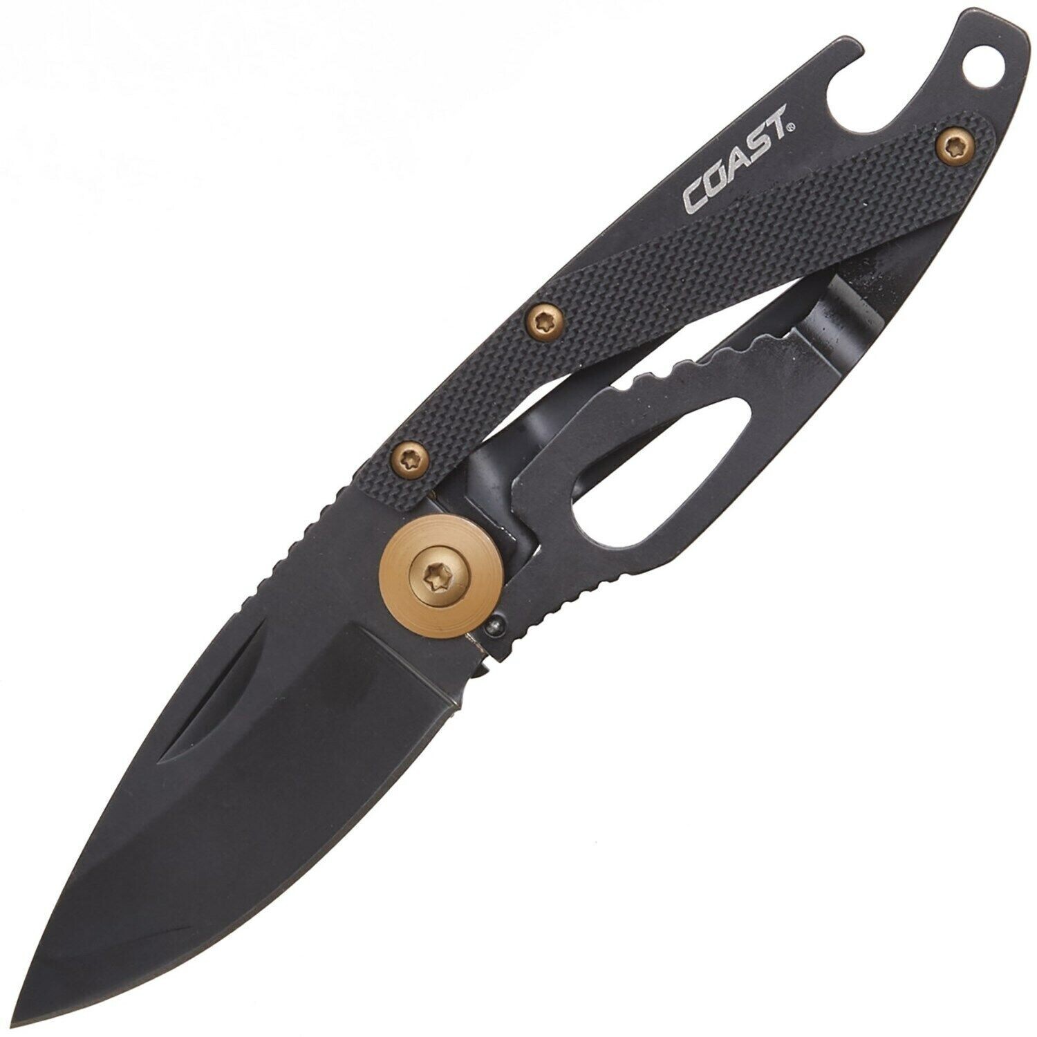COAST FX220 Stainless Steel 2" Blade Pocket Knife w/ Money Clip & Bottle Opener