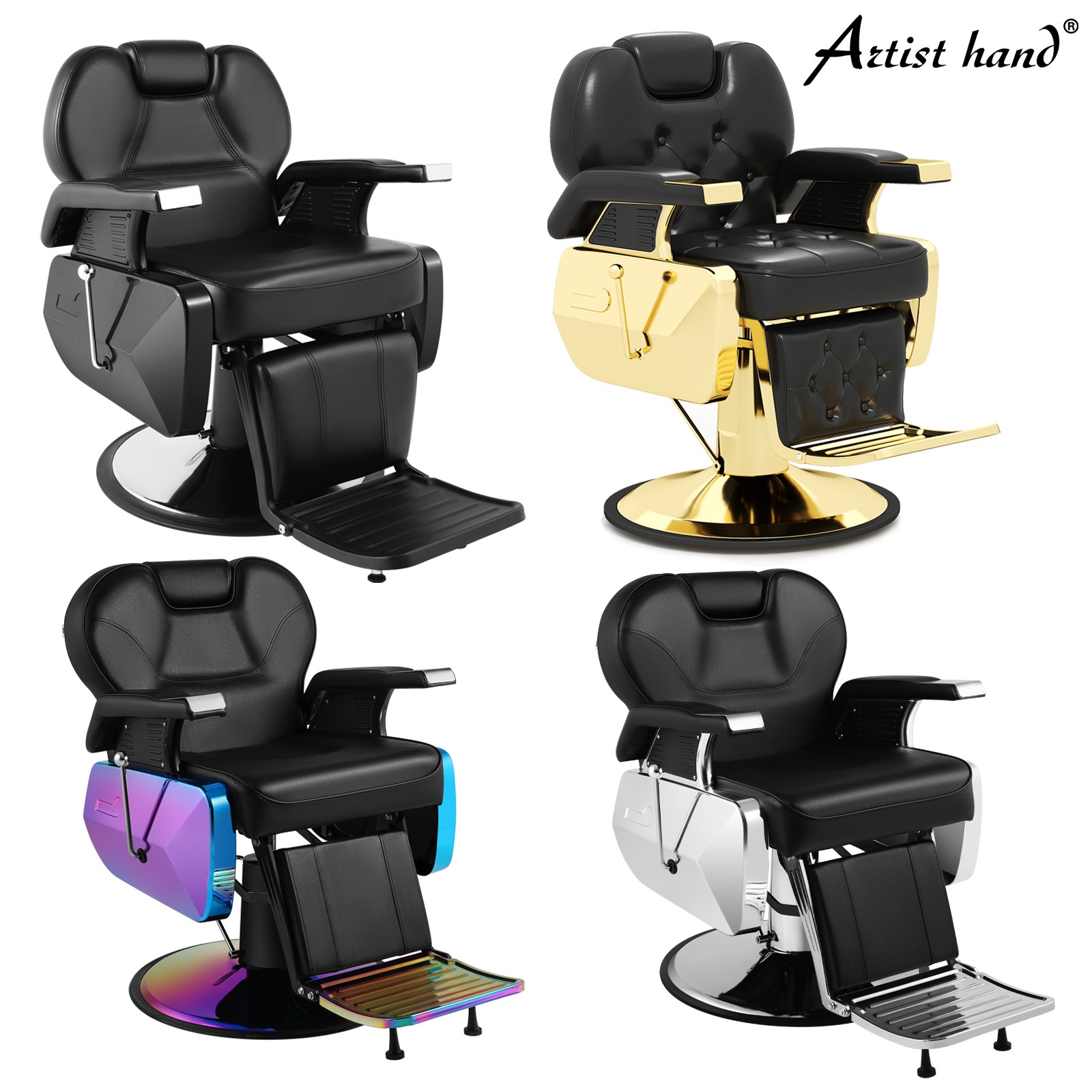 Artist Hand Heavy Duty Stylist Barber Recline Chair Salon Beauty Shampoo Styling