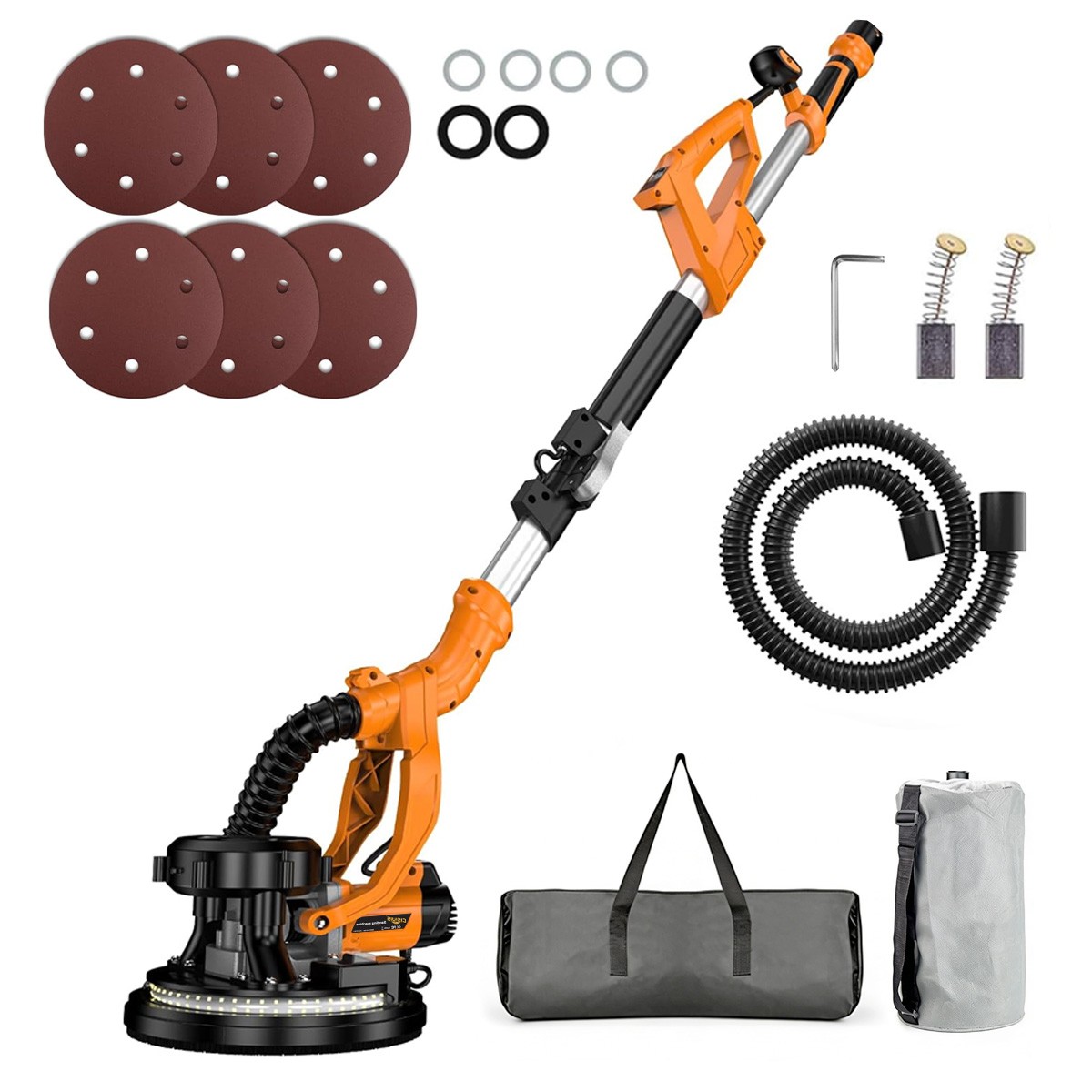 9" Drywall Sander 800W Pure Copper Motor Auto Vacuum Foldable LED 110V US Plug