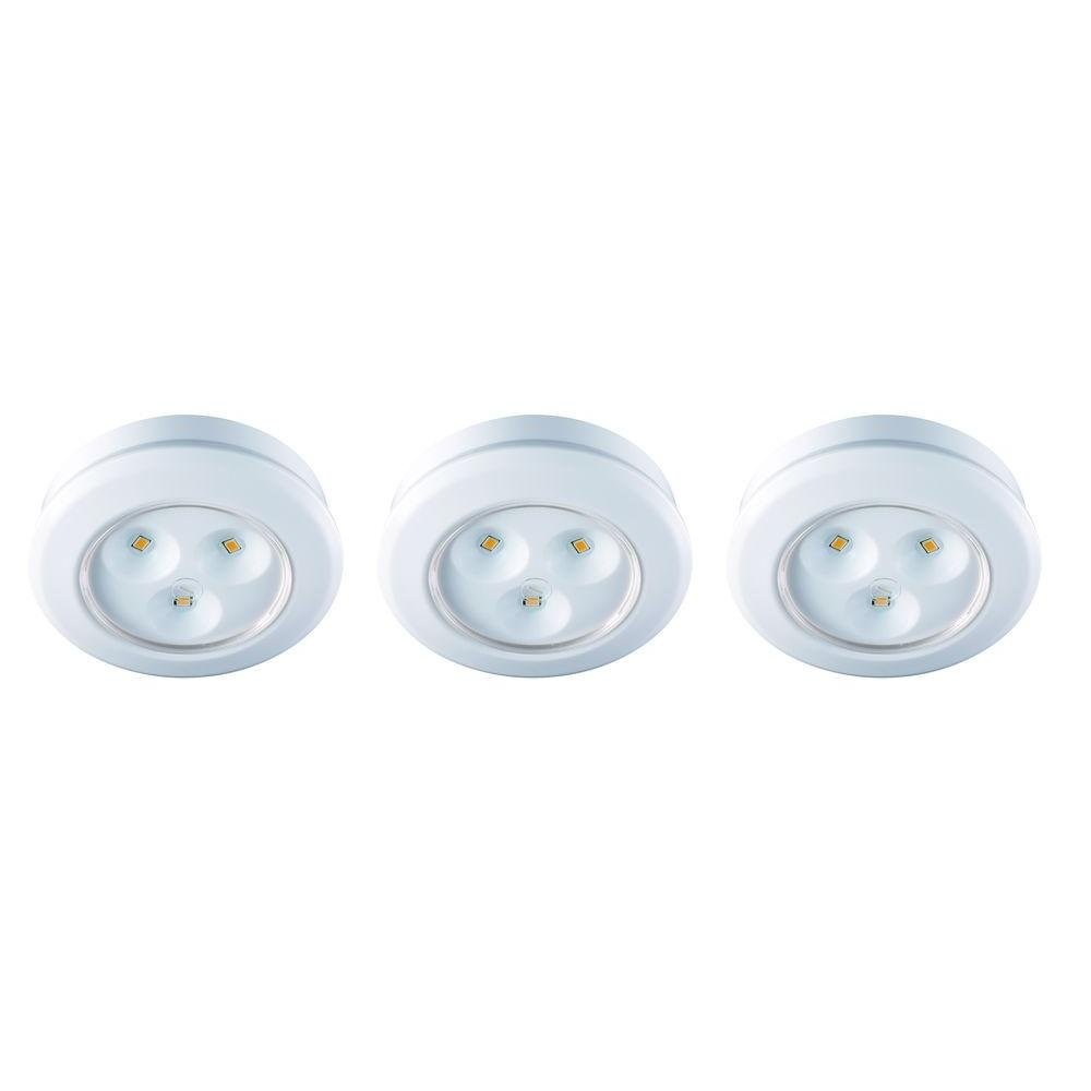 2.99 in. White Battery Operated Puck Light (3-Pack)