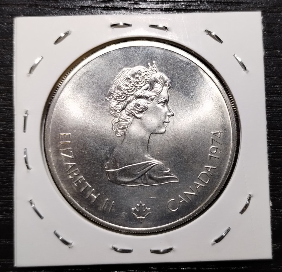 Silver 92.5% 1974 Canada 5 dollars Montreal Olympic