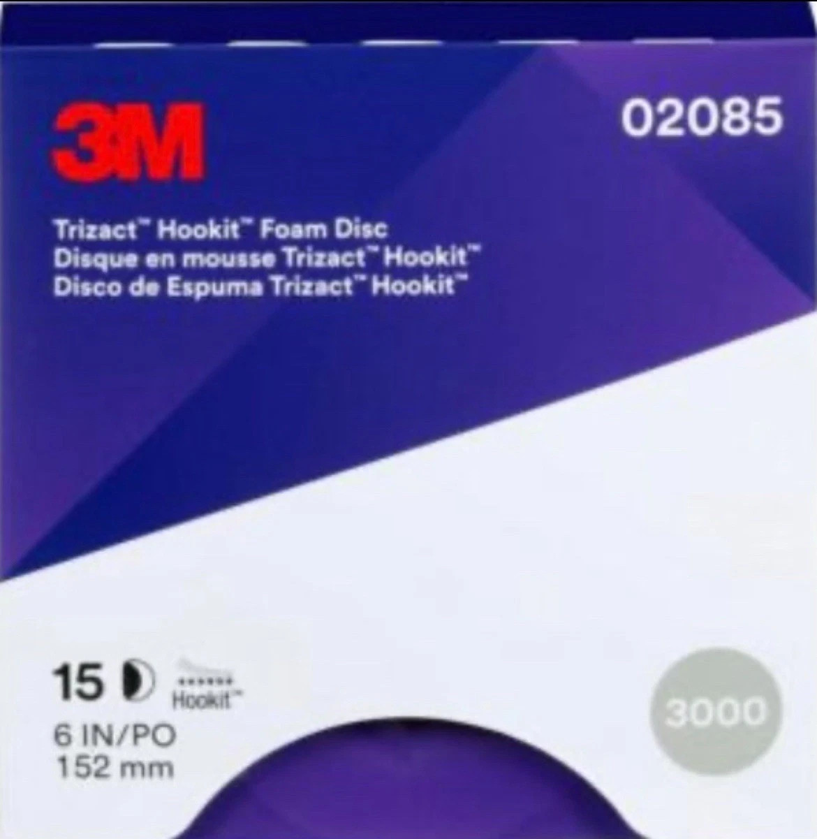 3M 02085 Trizact 2085 6" 3000 grit Hookit Foam Discs
