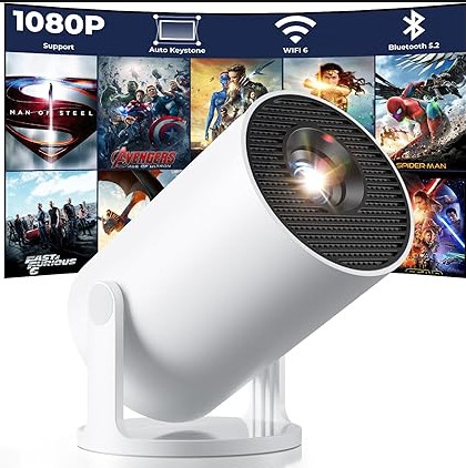 CLOKOWE Mini Projector, Portable 1080P Smart Projector with WiFi & Bluetooth, Bu