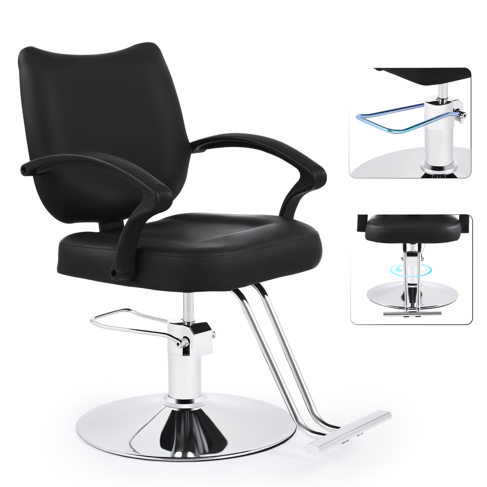 All Purpose Hydraulic Barber Chair Reclining Salon Shampoo Beauty Black styling
