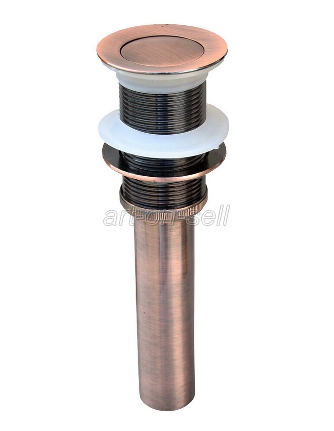 Red Copper Round Pop Up Bathroom Sink Basin Drain Without Overflow asd054