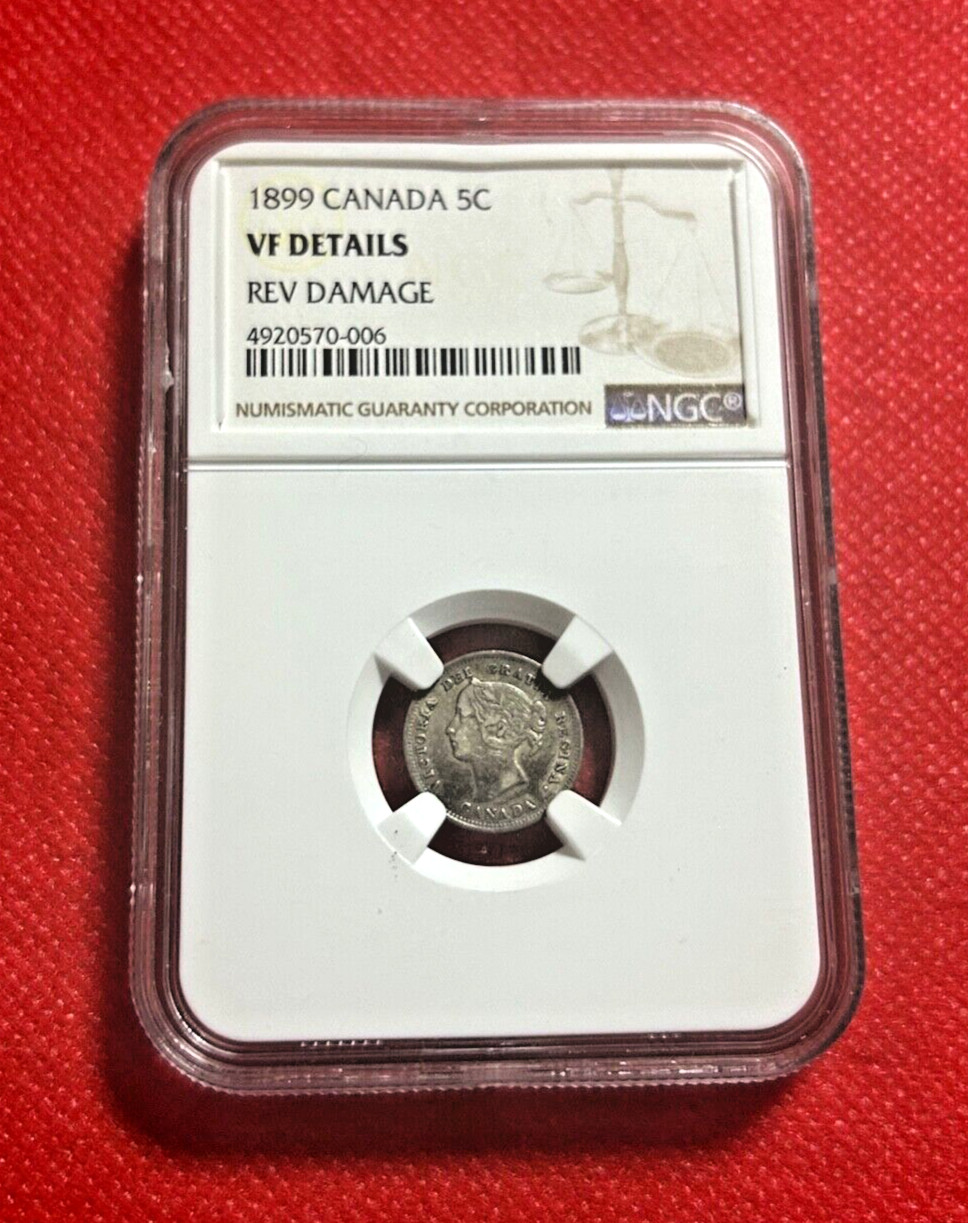 1899 CANADA 5 CENTS NGC VF DETAILS REV DAMAGE