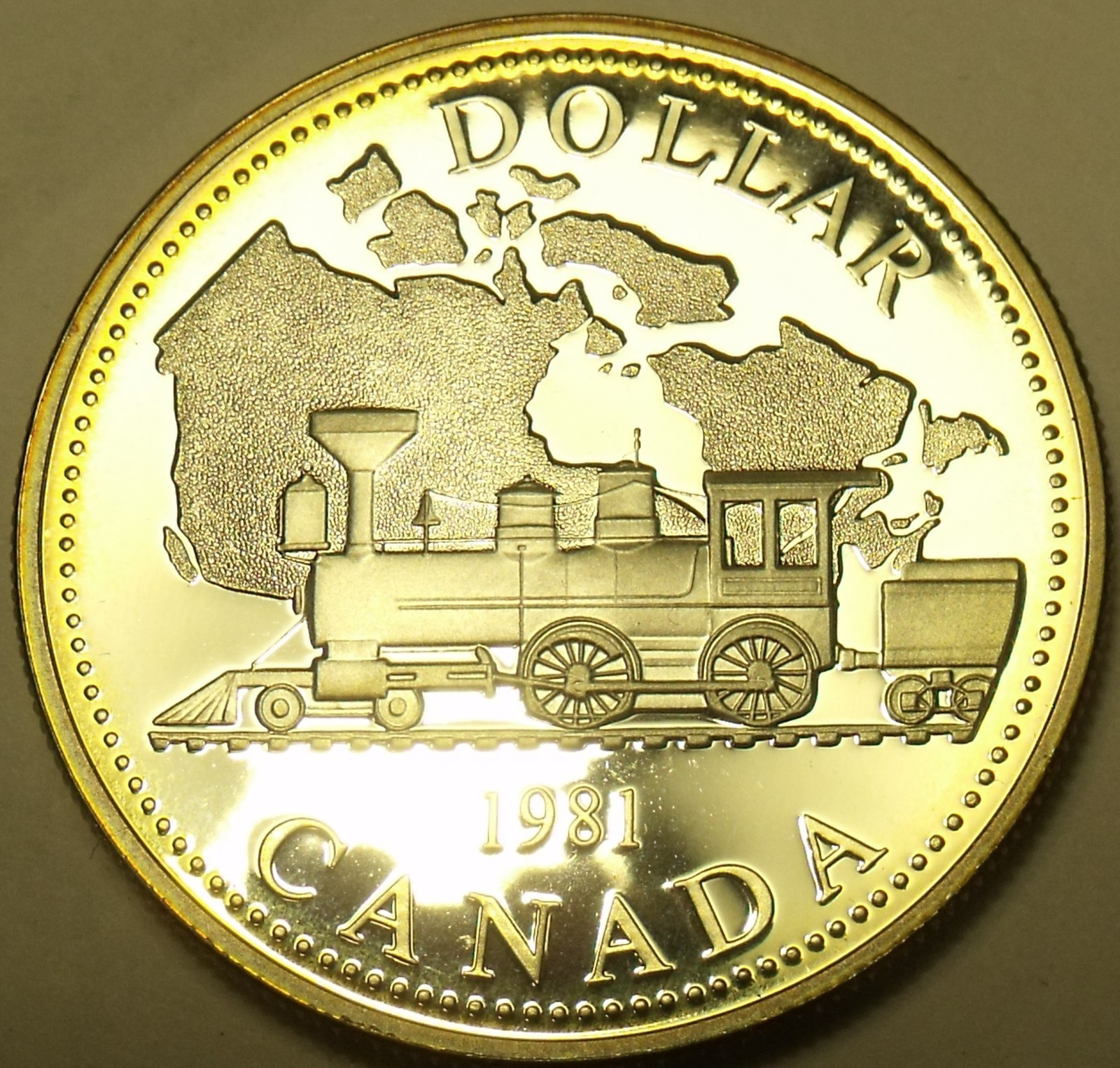Awesome Canada Cameo Silver Proof 1981 Dollar~Transcontinenial Railroad~Free Shi