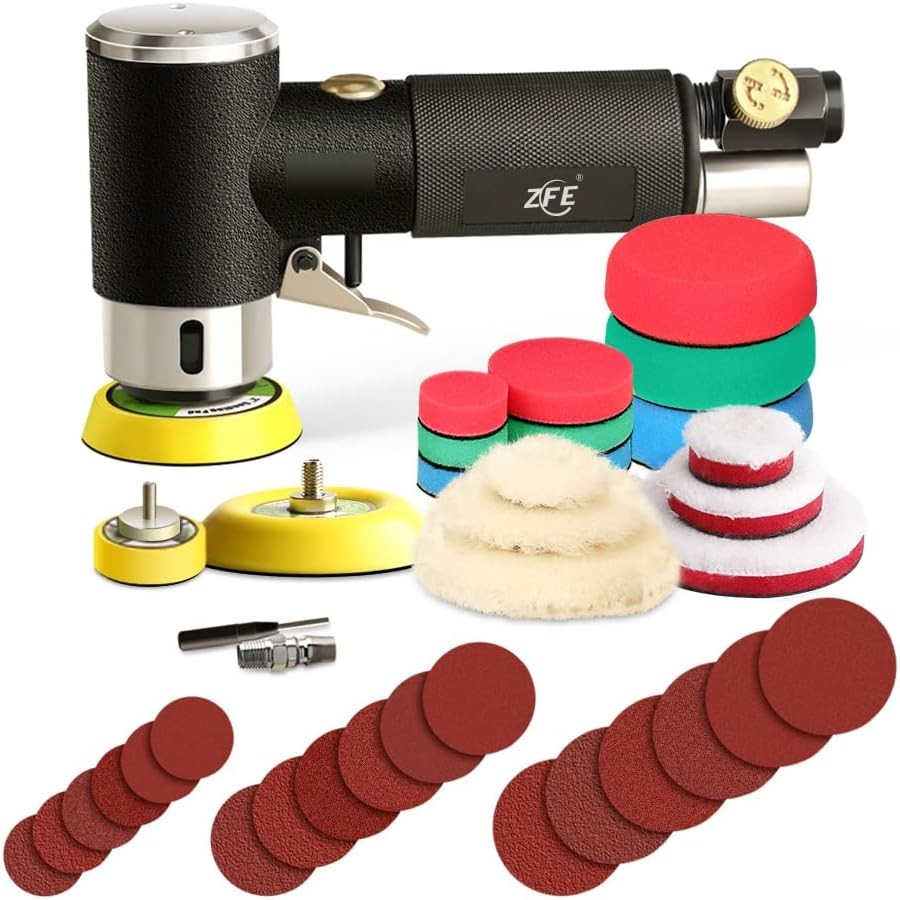 1/2/3 Inch Random Orbital Air Sander, Mini Pneumatic Sander for Auto Body Work