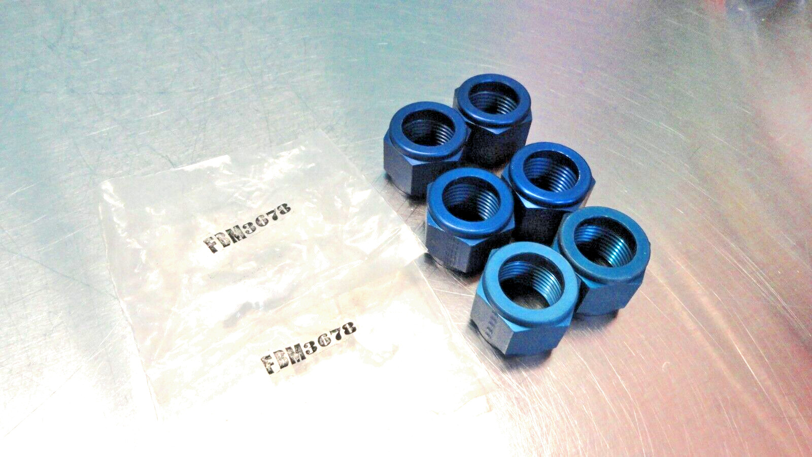 (6) Aeroquip FBM3678 Fittings -12An Tube Nut -12 Aluminum Blue Racing 3678