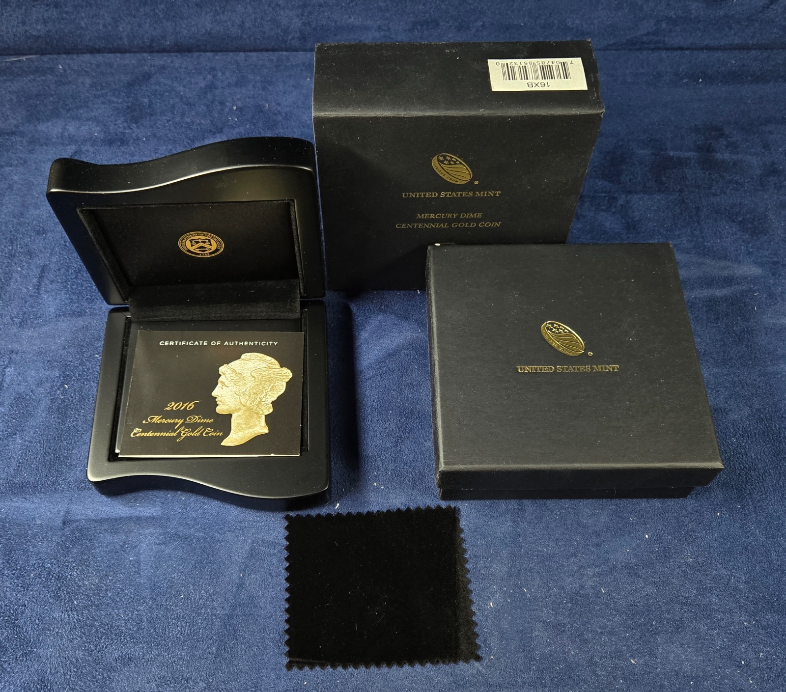 2016 Mercury Dime Centennial $5 Gold Coin OGP US Mint Box w Original COA NO COIN