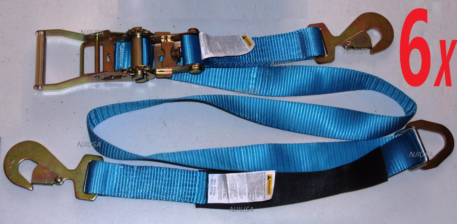 6 Axle Straps Car Hauler Trailer Auto Tie Down Ratchet Flatbed Towing Hauler BLU
