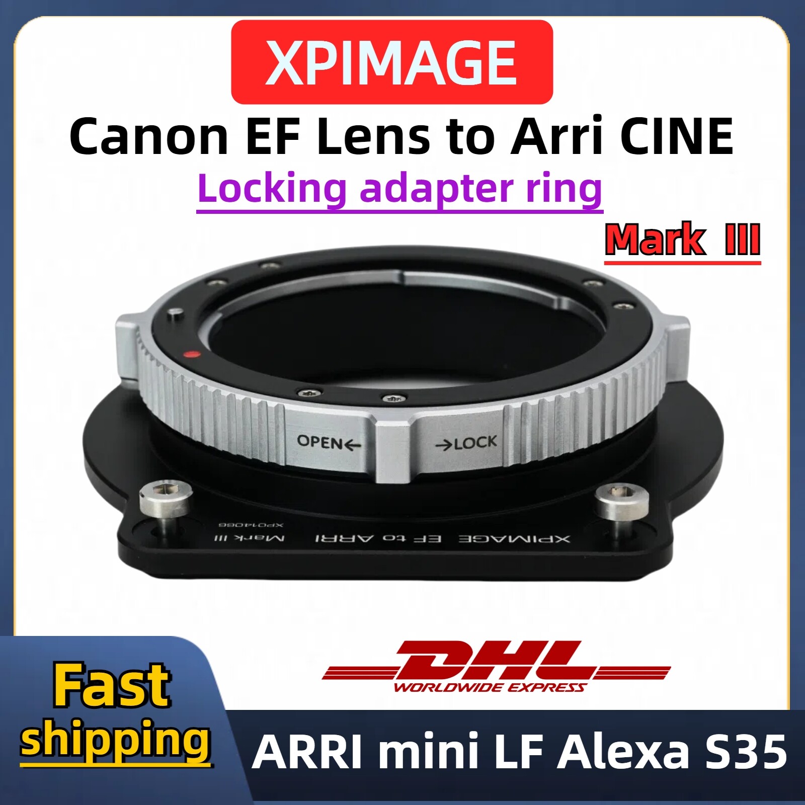 CANON EOS/EF Lens to ARRI mini LF Alexa S35 XPimage EF-ARRI III Locking Adapter
