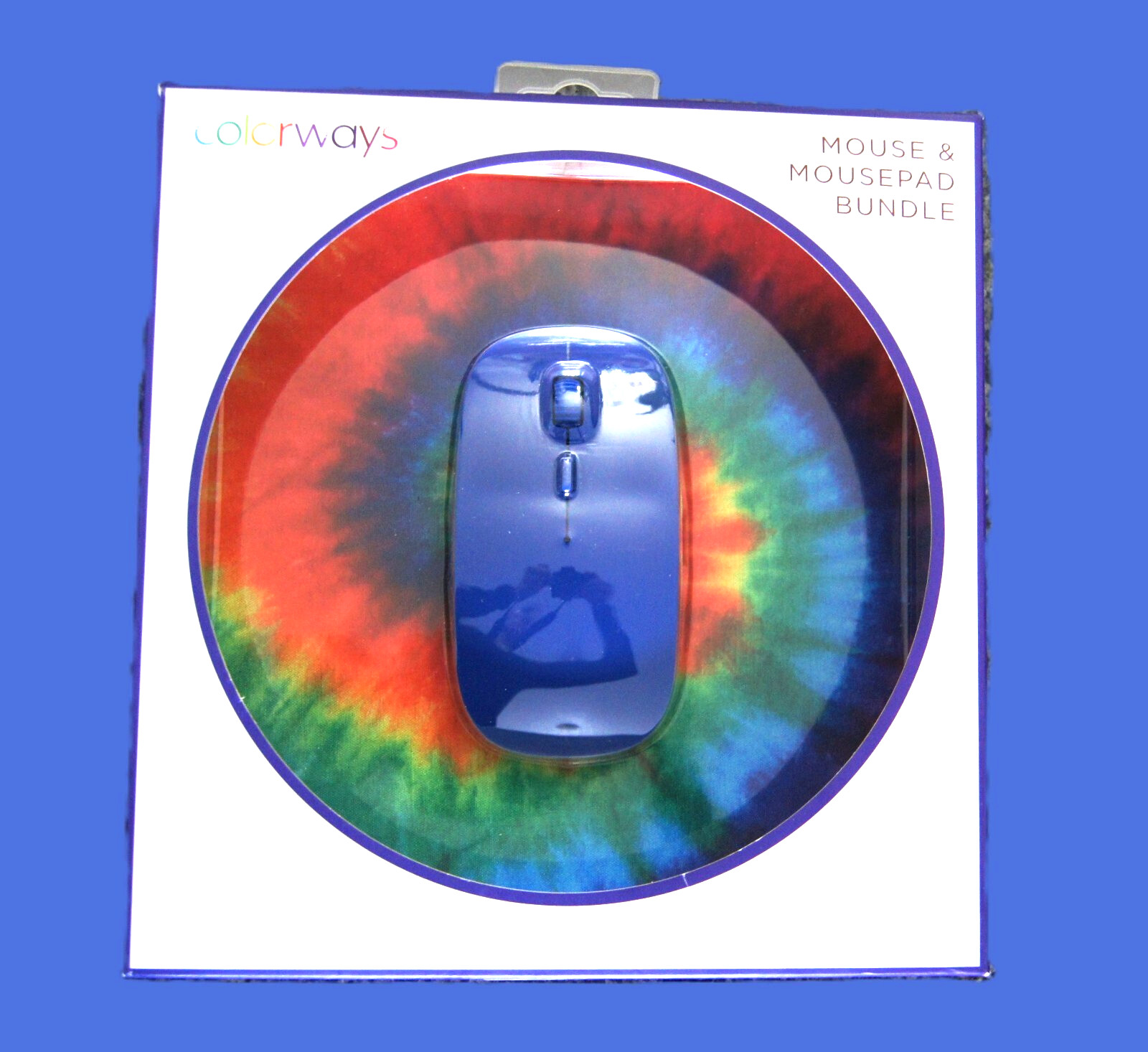 Colorways Mouse & Mousepad Bundle Set Tie-Dye Pad w/Blue Wireless Mouse NIB