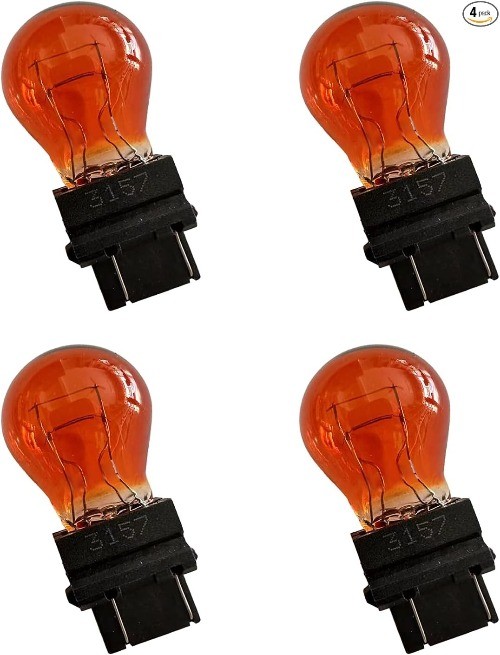 3157 Car Halogen Light Bulb, 12V P27/5W Automotive Brake/Rev Color: Amber-4PCS