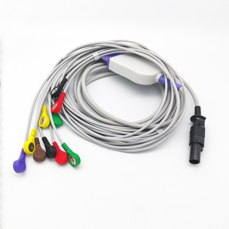 12pin Direct-Connect EKG Leadwire Cable 10-Leads, for Mortara Quinton/Burdick