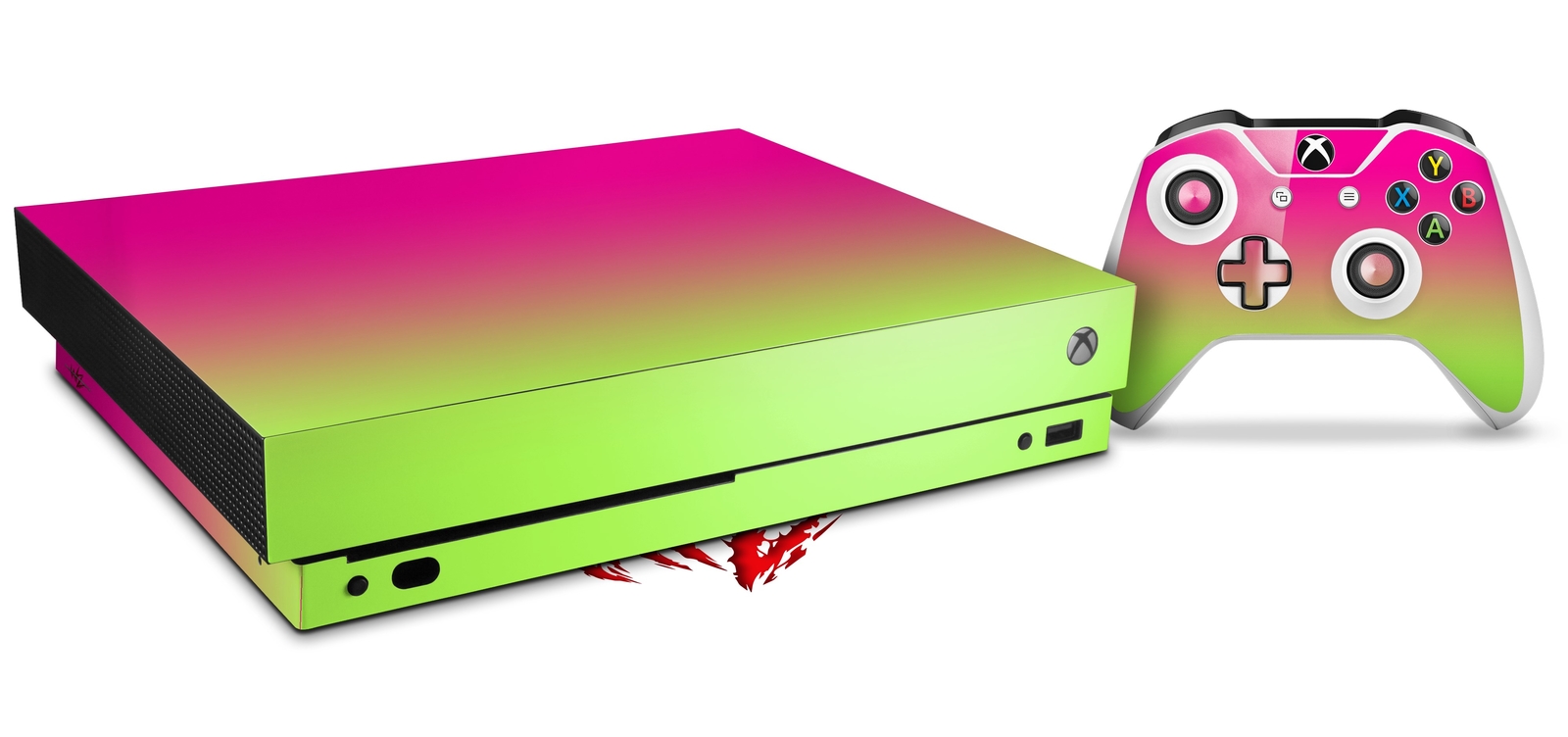 Skin Set for XBOX One X Smooth Fades Neon Green Hot Pink