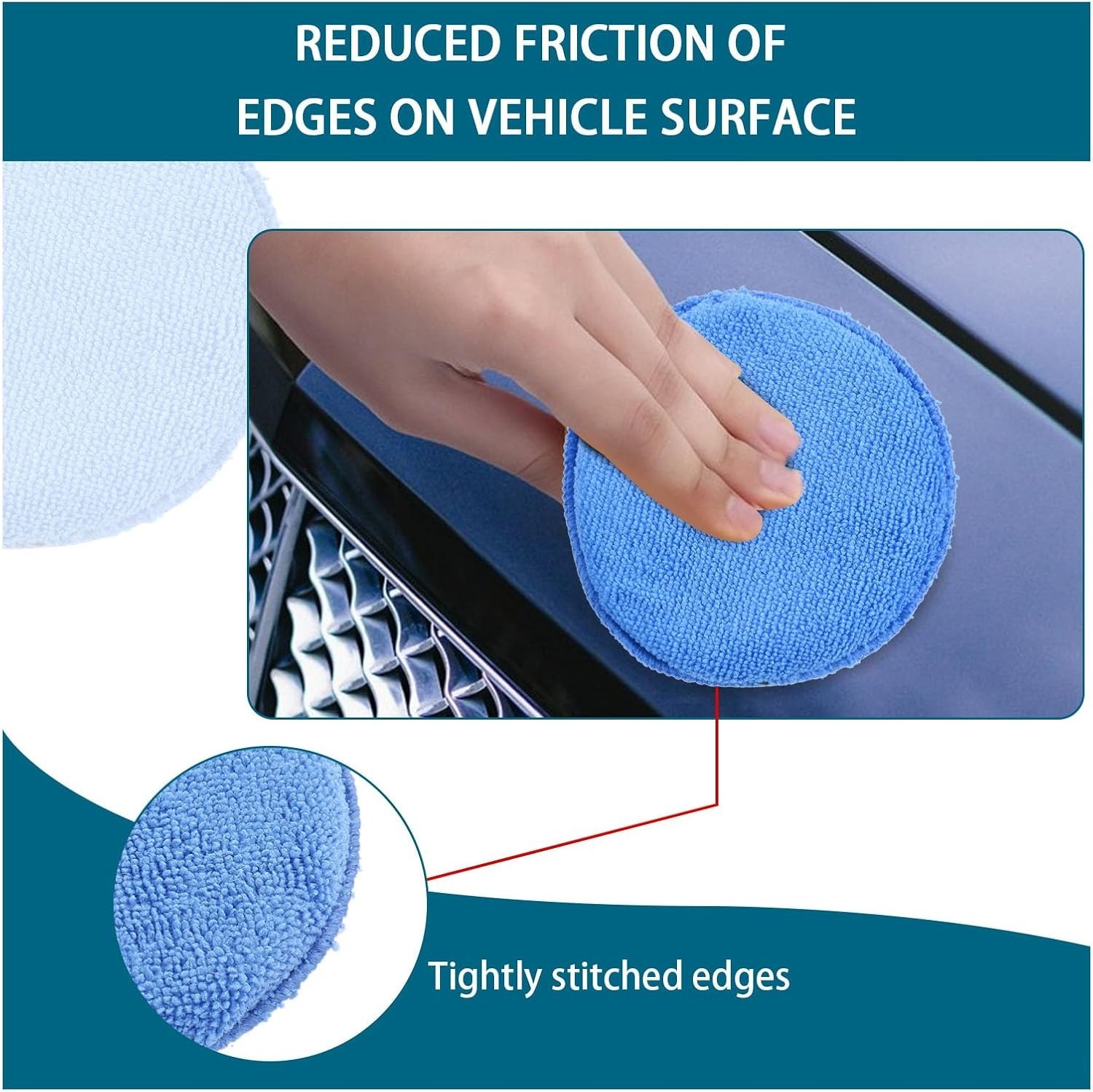 4 Pack Microfiber Applicator Pads, Car Wax Foam Buffing and Cleaning Pads, Ti...